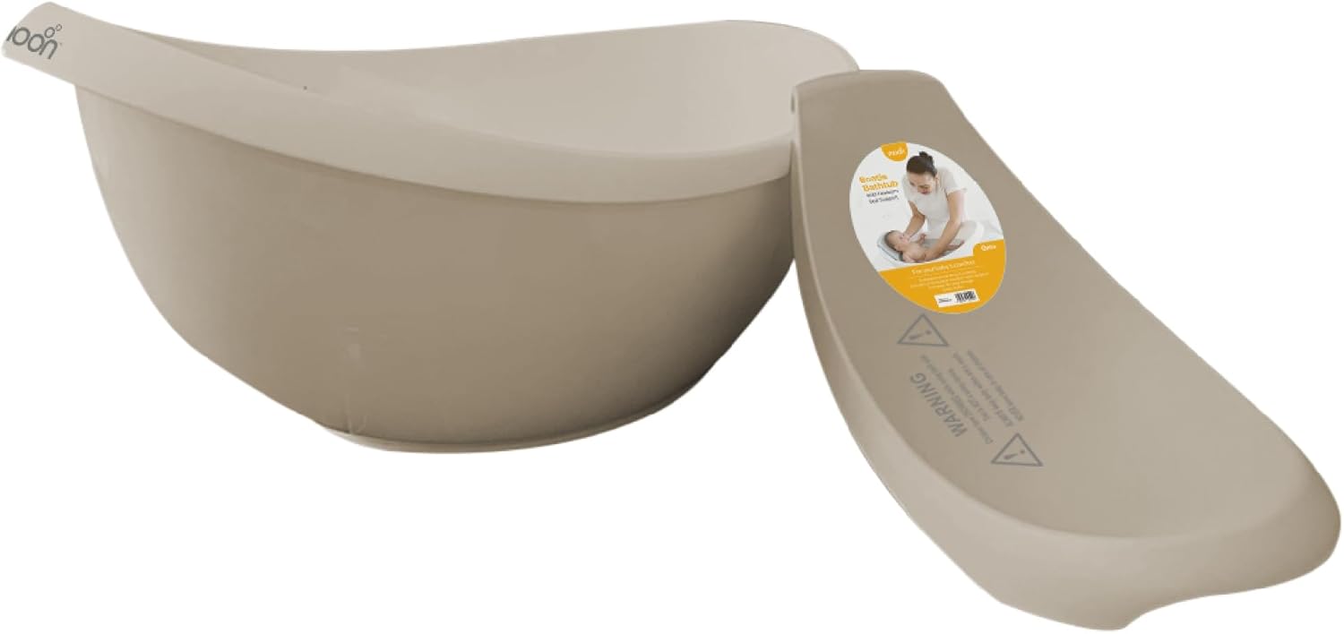 The MOON Brand Baby Bathtub| PP + TPR Infant Bath Tub for 0–3 Years | Lightweight Non-Slip Toddler Bath Tub | Durable & Comfortable Baby Shower -Beige. - The Moon Brand™