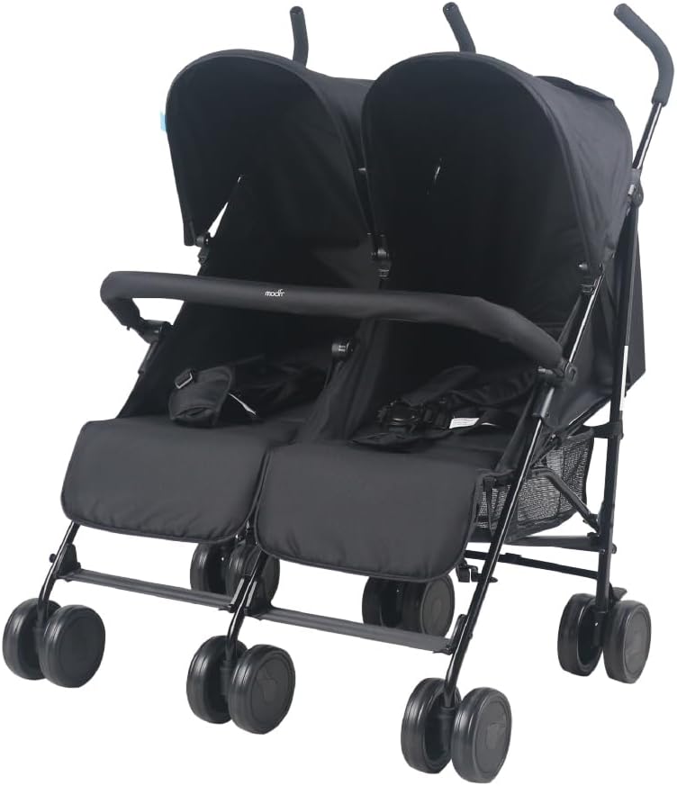 The Moon Brand Twinnzi Double Stroller for Twins & Siblings – Side by Side Duo Tandem Pram for Infant & Toddler (0-3 Years), Lightweight, UV Canopy, Adjustable Recline Seats-Upto 15kg per Seat-Grey - The Moon Brand™
