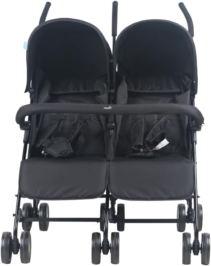 The Moon Brand Twinnzi Double Stroller for Twins & Siblings – Side by Side Duo Tandem Pram for Infant & Toddler (0-3 Years), Lightweight, UV Canopy, Adjustable Recline Seats-Upto 15kg per Seat-Grey - The Moon Brand™