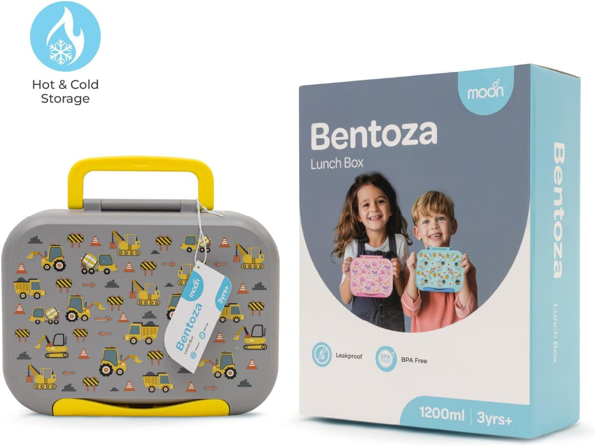 The Moon Brand Bentoza Kids Lunch Box – Leak-Proof,Bento Box with Compartments,Microwave & Dishwasher Safe,Easy-Open Latch,Reusable Lunch Container,BPA-Free,Perfect for School Lunches,Travel -Grey - The Moon Brand™
