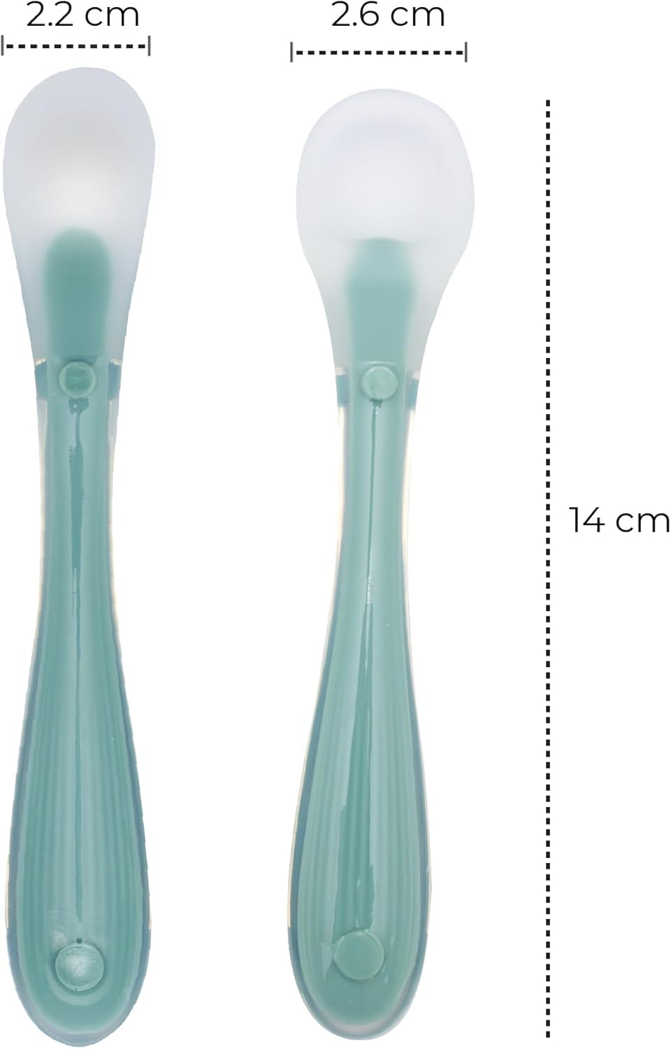 The Moon Brand Baby Silicone feeding Spoon Set – Baby Led Weaning- First Stage -Soft Gum-Friendly, BPA Free, Eco-Friendly, Dishwasher Safe, with Travel Case – Pack of 2-Blue