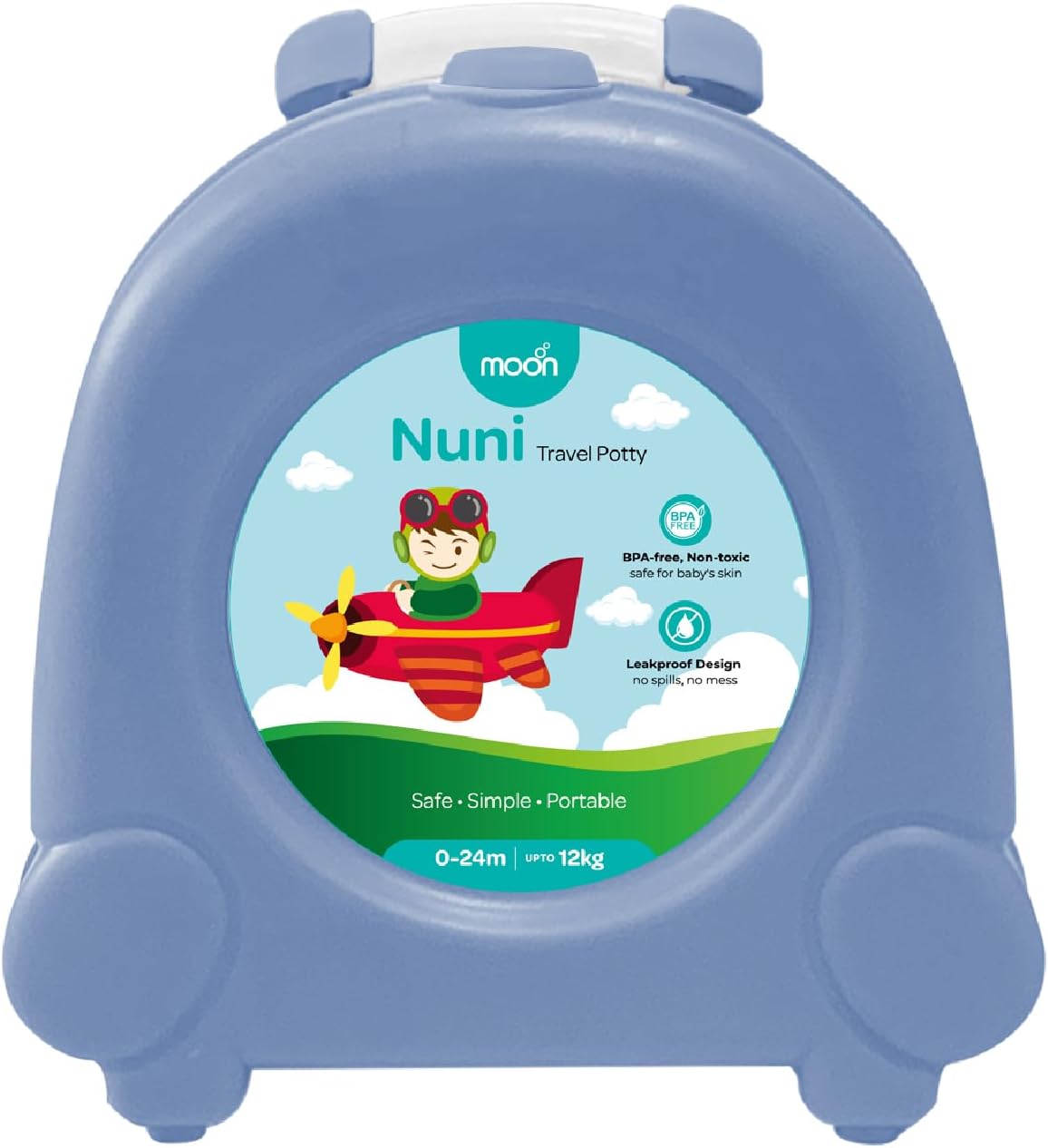 The MOON Brand Nuni Travel Potty Seat – Portable Foldable Toddler Toilet Training Seat, Lightweight Compact Baby Potty Trainer for 0–3 Years, Easy Clean PP Material, Travel Friendly Design-Blue - The Moon Brand™