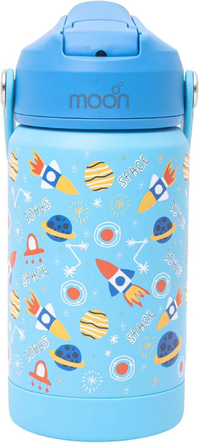 The Moon Brand Kids Insulated Water Bottle -BPA-Free, Leak-Proof Sipper Lid, Stainless Steel, Eco-Friendly, Keeps Drinks Cold or Hot for Hours,Ideal for School, Toddlers & Kids - Blue - The Moon Brand™