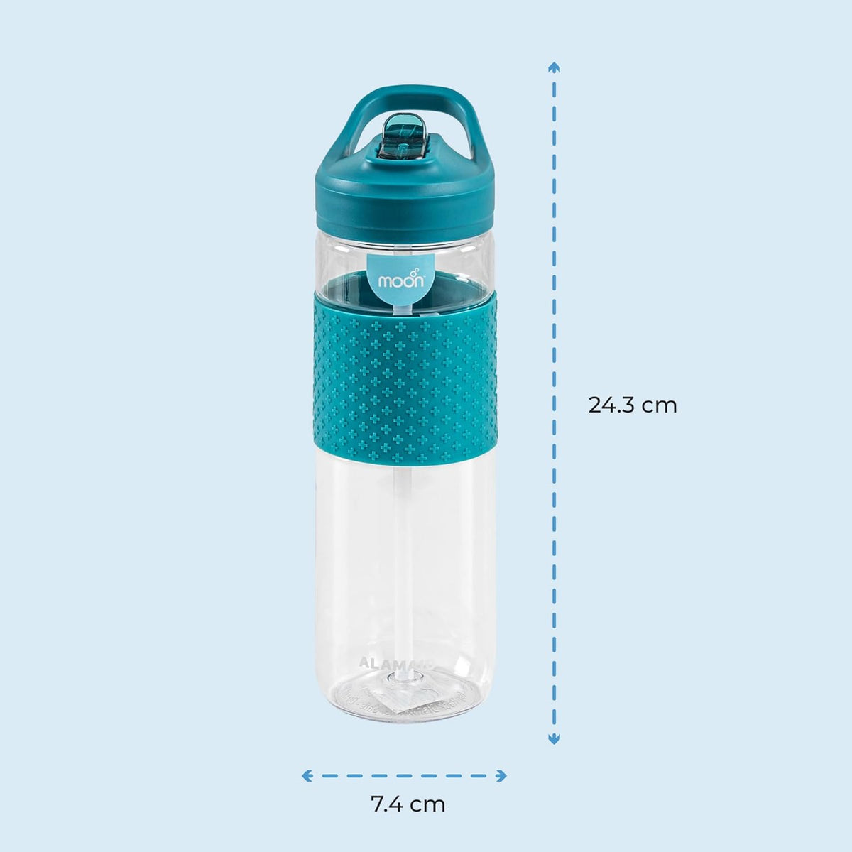 The Moon Brand WrinkleFree 700ml Sipper Bottles with silicone sleeve for Kids - Portable for Indoor/Outdoor Activities - SpillProof & Break Resistant - BPAFree- Idea for Children - Blue - The Moon Brand™