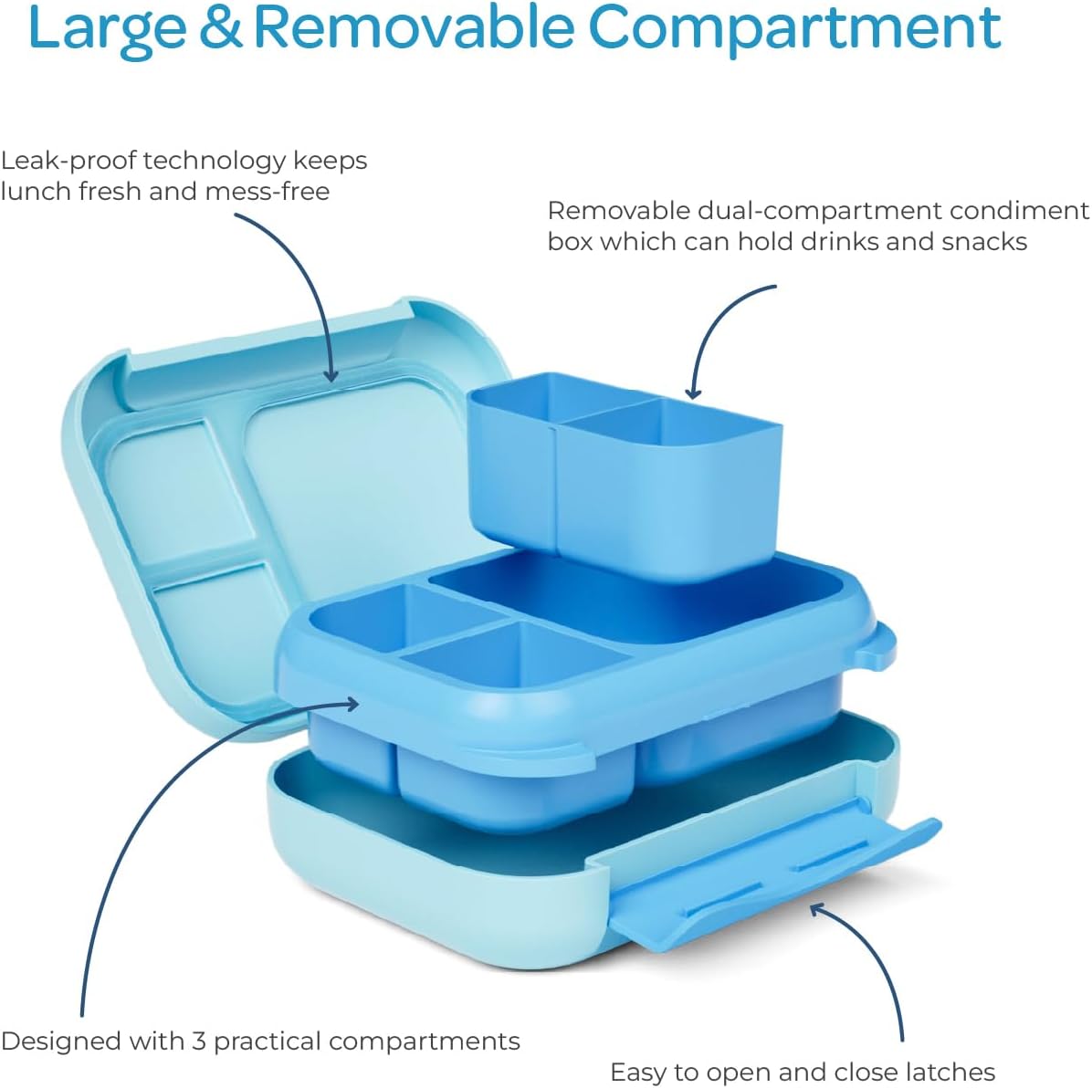 The Moon Brand Marmita Kids Lunch Box Set with Insulated Bottle & Bag – Leak-Proof,Bento Box with Compartments,Microwave & Dishwasher Safe, Easy-Open Latch,BPA-Free,Perfect for School Lunches-Blue - The Moon Brand™
