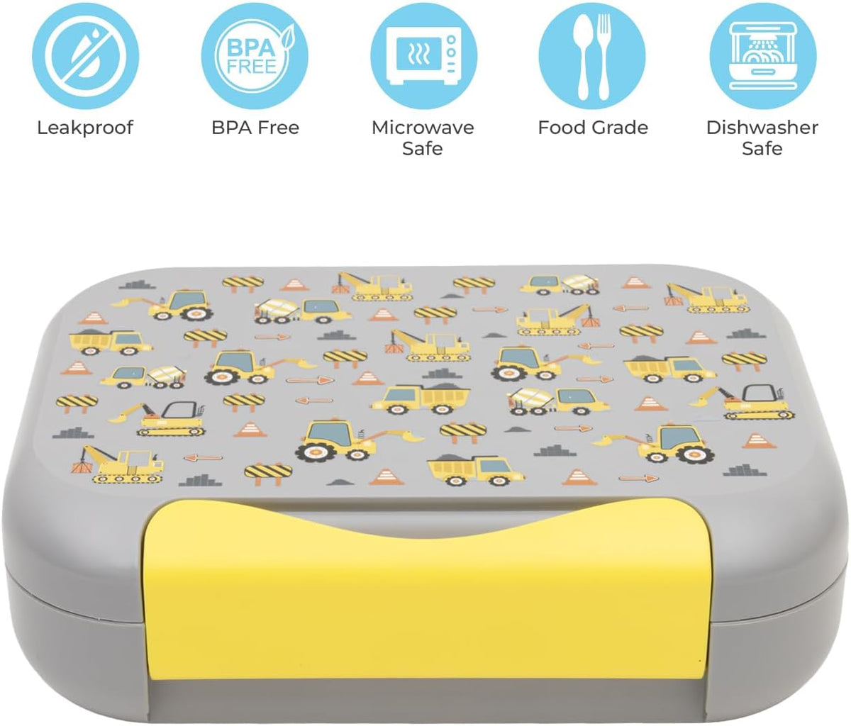 The Moon Brand Bentoza Kids Lunch Box – Leak-Proof,Bento Box with Compartments,Microwave & Dishwasher Safe,Easy-Open Latch,Reusable Lunch Container,BPA-Free,Perfect for School Lunches,Travel -Grey - The Moon Brand™
