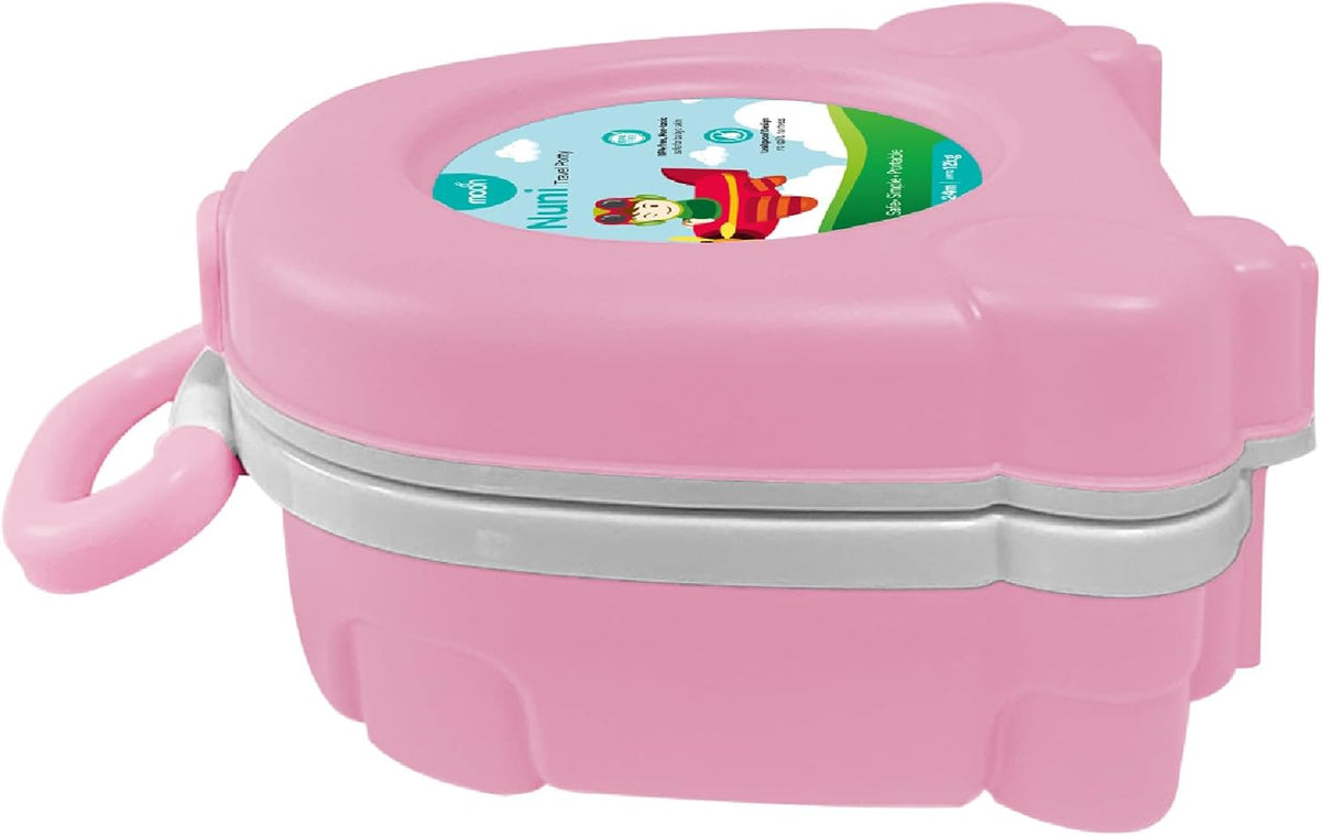 The MOON Brand Nuni Travel Potty Seat – Portable Foldable Toddler Toilet Training Seat, Lightweight Compact Baby Potty Trainer for 0–3 Years, Easy Clean PP Material, Travel Friendly Design-Pink - The Moon Brand™
