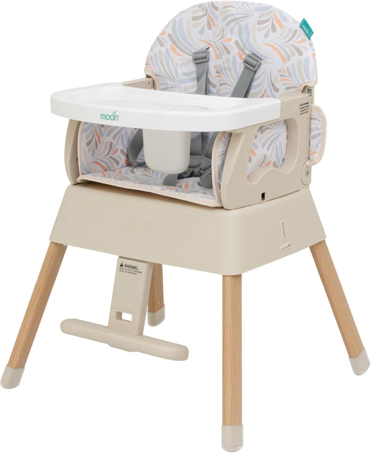 The Moon Brand 5-in-1 Convertible -Highchair-Booster-Dining Chai-: Stylish, Space-Saving, and Safe Dining Solution for Babies and Kids-6m to 3yrs upto 15kgs - Beige - The Moon Brand™
