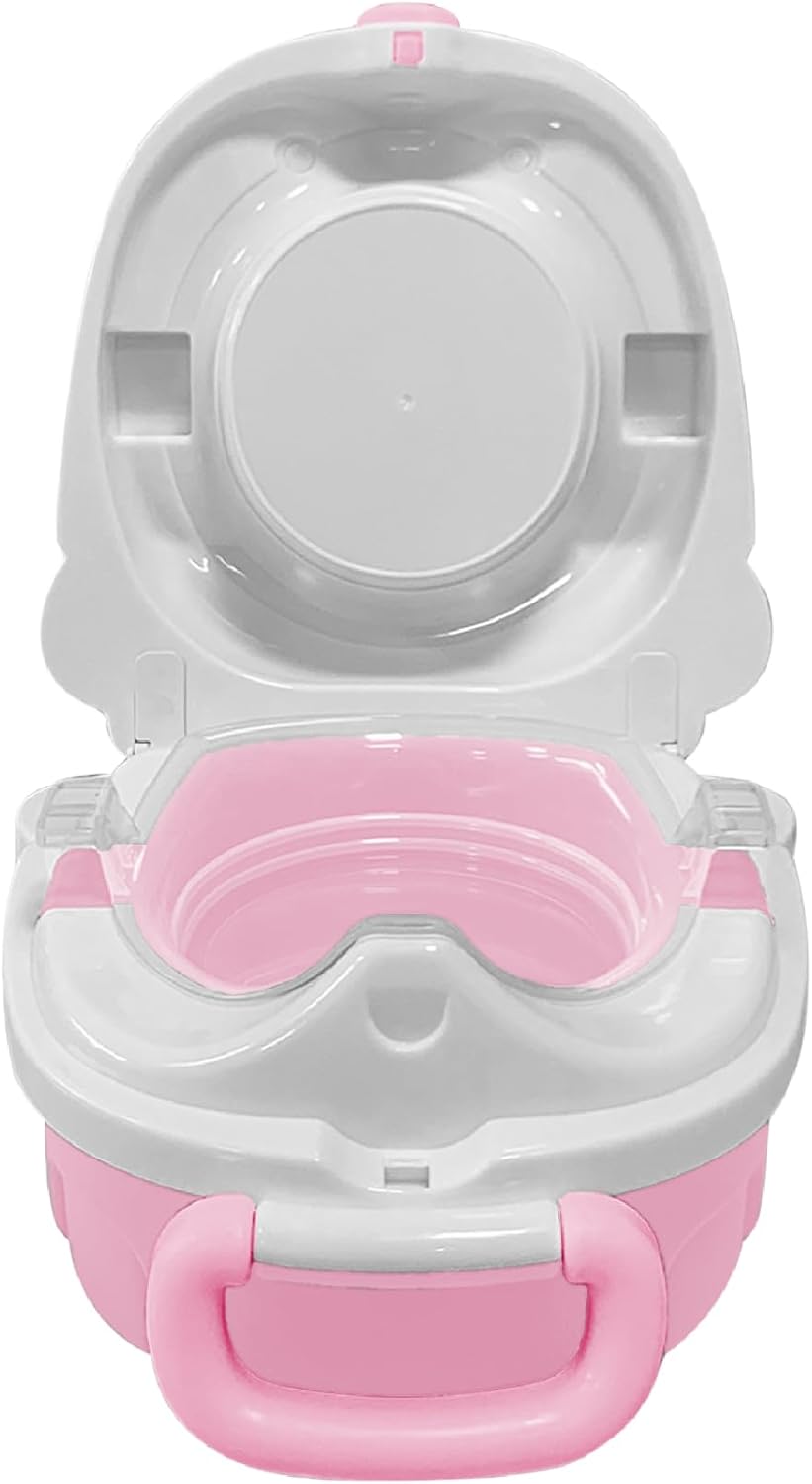 The MOON Brand Nuni Travel Potty Seat – Portable Foldable Toddler Toilet Training Seat, Lightweight Compact Baby Potty Trainer for 0–3 Years, Easy Clean PP Material, Travel Friendly Design-Pink - The Moon Brand™