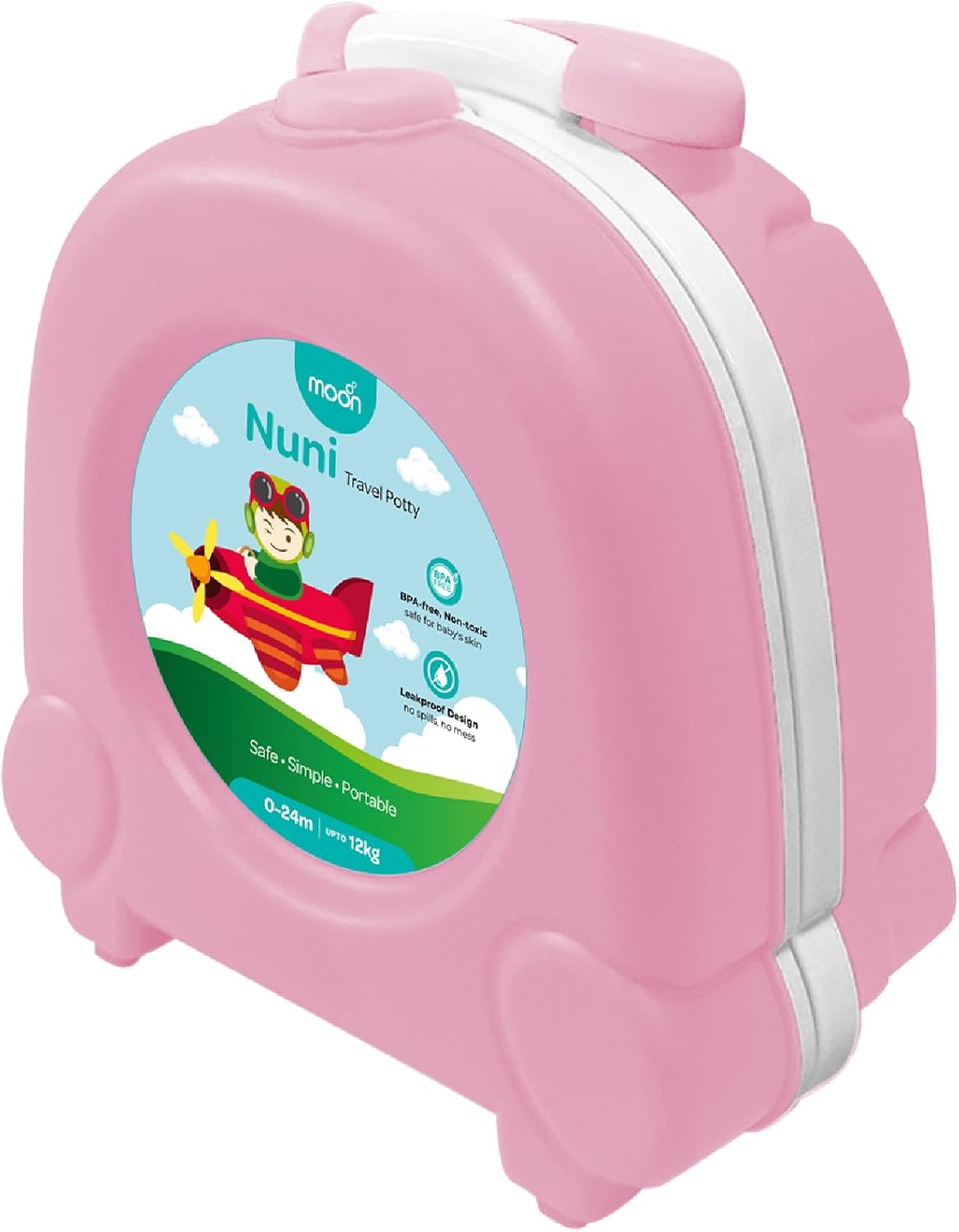 The MOON Brand Nuni Travel Potty Seat – Portable Foldable Toddler Toilet Training Seat, Lightweight Compact Baby Potty Trainer for 0–3 Years, Easy Clean PP Material, Travel Friendly Design-Pink - The Moon Brand™
