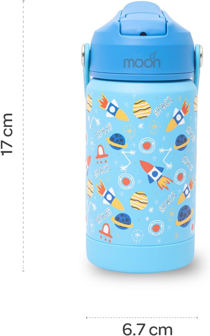 The Moon Brand Kids Insulated Water Bottle -BPA-Free, Leak-Proof Sipper Lid, Stainless Steel, Eco-Friendly, Keeps Drinks Cold or Hot for Hours,Ideal for School, Toddlers & Kids - Blue - The Moon Brand™