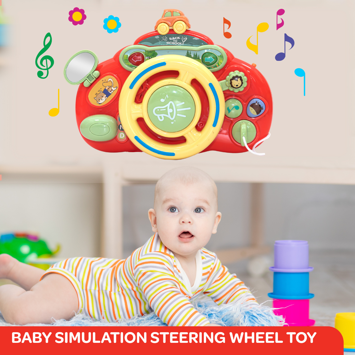 MOON Baby Steering Wheel Interactive Musical Toy
