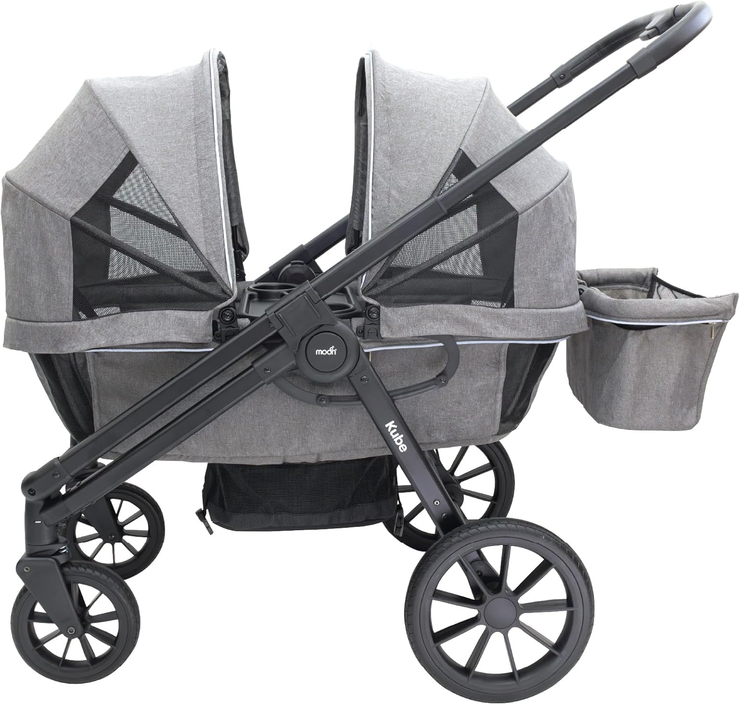 The Moon Brand Kube Wagon Stroller for Kids & Toddlers, Push & Pull Convertible Wagon All-Terrain Wheels, UPF 50+ Canopy, BPA-Free Snack Tray, Compact Fold, Storage, 6M–4Y, 24kgs/Seat-Black - The Moon Brand™