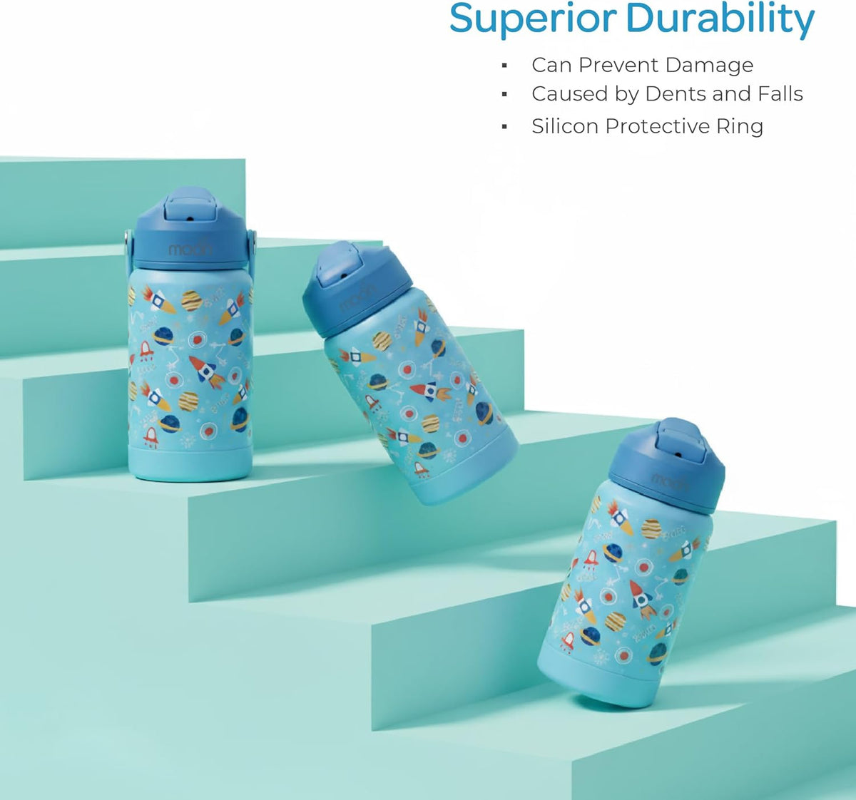 The Moon Brand Kids Insulated Water Bottle -BPA-Free, Leak-Proof Sipper Lid, Stainless Steel, Eco-Friendly, Keeps Drinks Cold or Hot for Hours,Ideal for School, Toddlers & Kids - Blue - The Moon Brand™
