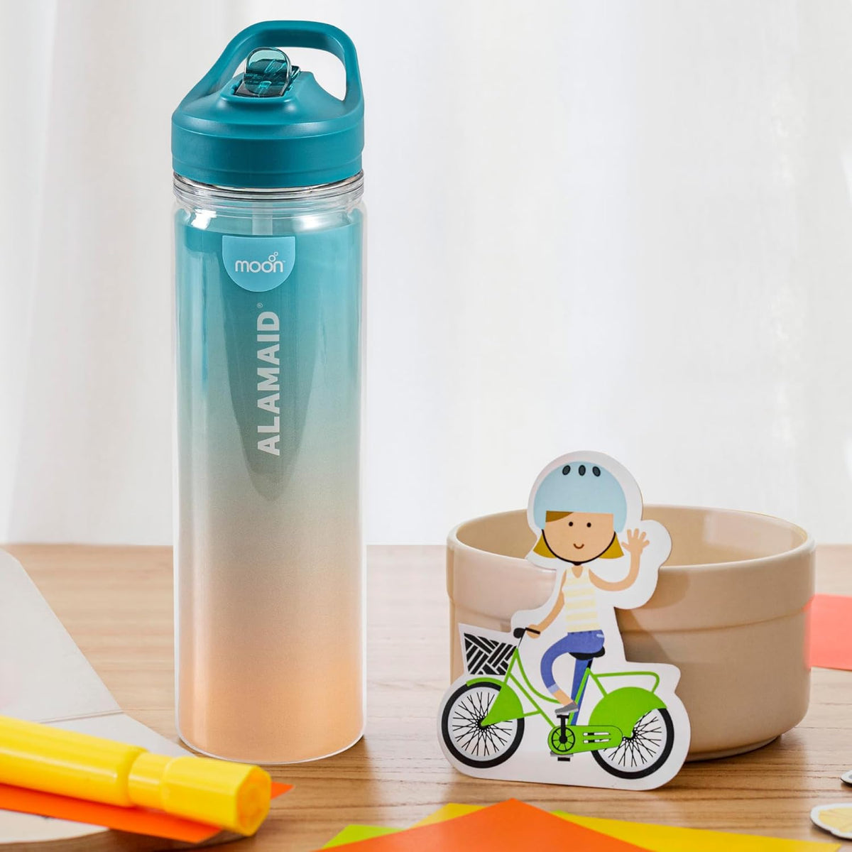 The Moon Brand WrinkleFree 590ml Sipper for Kids - Portable Water/Juice Bottle for Indoor/Outdoor Activities - SpillProof & Break Resistant - BPAFree - Idea for Children - Blue - The Moon Brand™