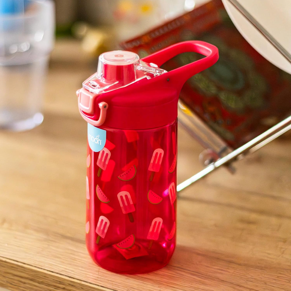 MOON Kids Tritan Water Bottle - Portable 630ml for Indoor & Outdoor Activities- Spill Proof-Break Resistant-BPA Free - Dishwasher Safe, Odor-Free - Pink, (MNSFPMT14) - The Moon Brand™