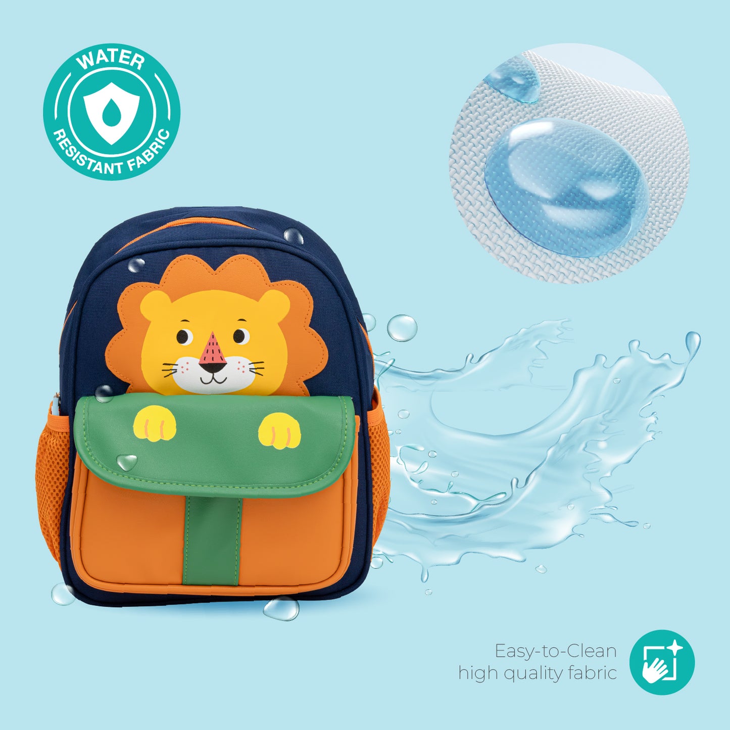 MOON Kids Backpack – Comfy 3D Design, Padded Straps, Waterproof-Perfect for Preschool, Nursery, Snacks & Lunchbox-Lion