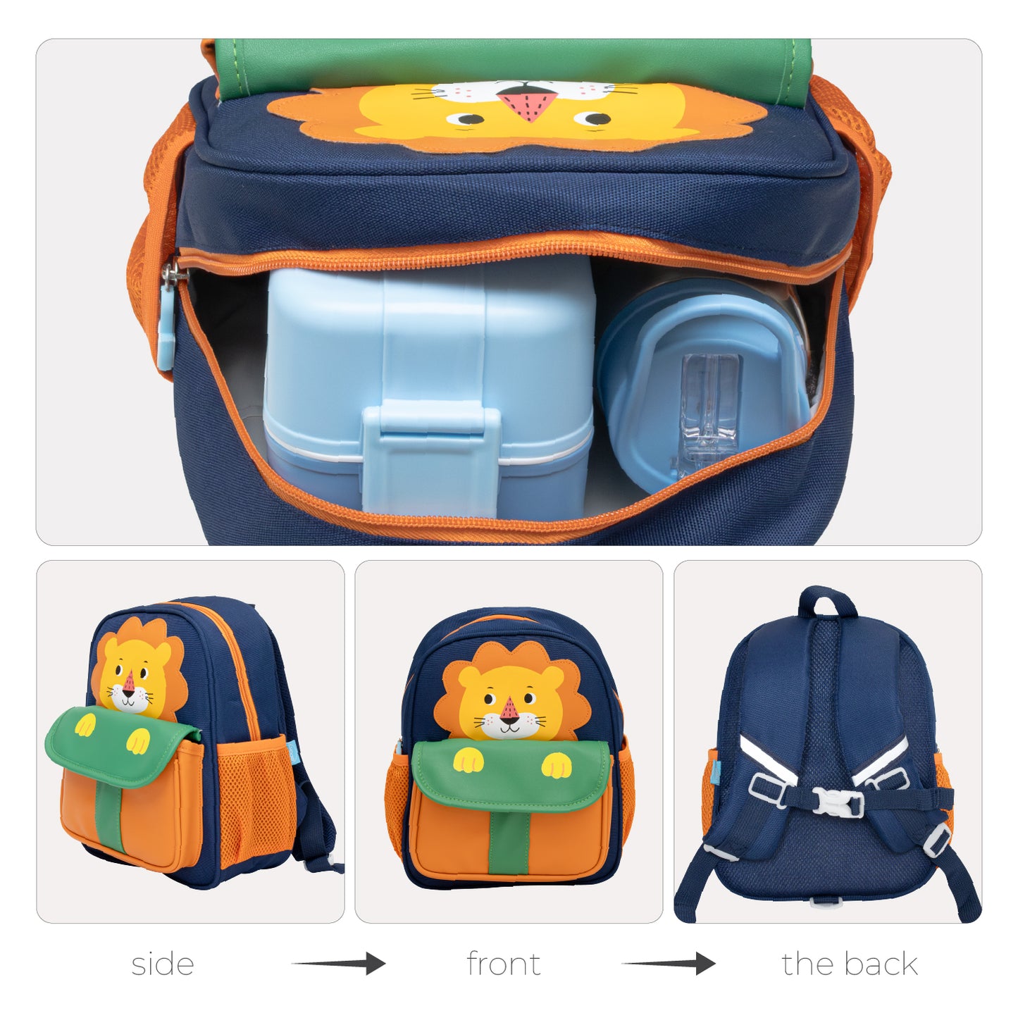 MOON Kids Backpack – Comfy 3D Design, Padded Straps, Waterproof-Perfect for Preschool, Nursery, Snacks & Lunchbox-Lion