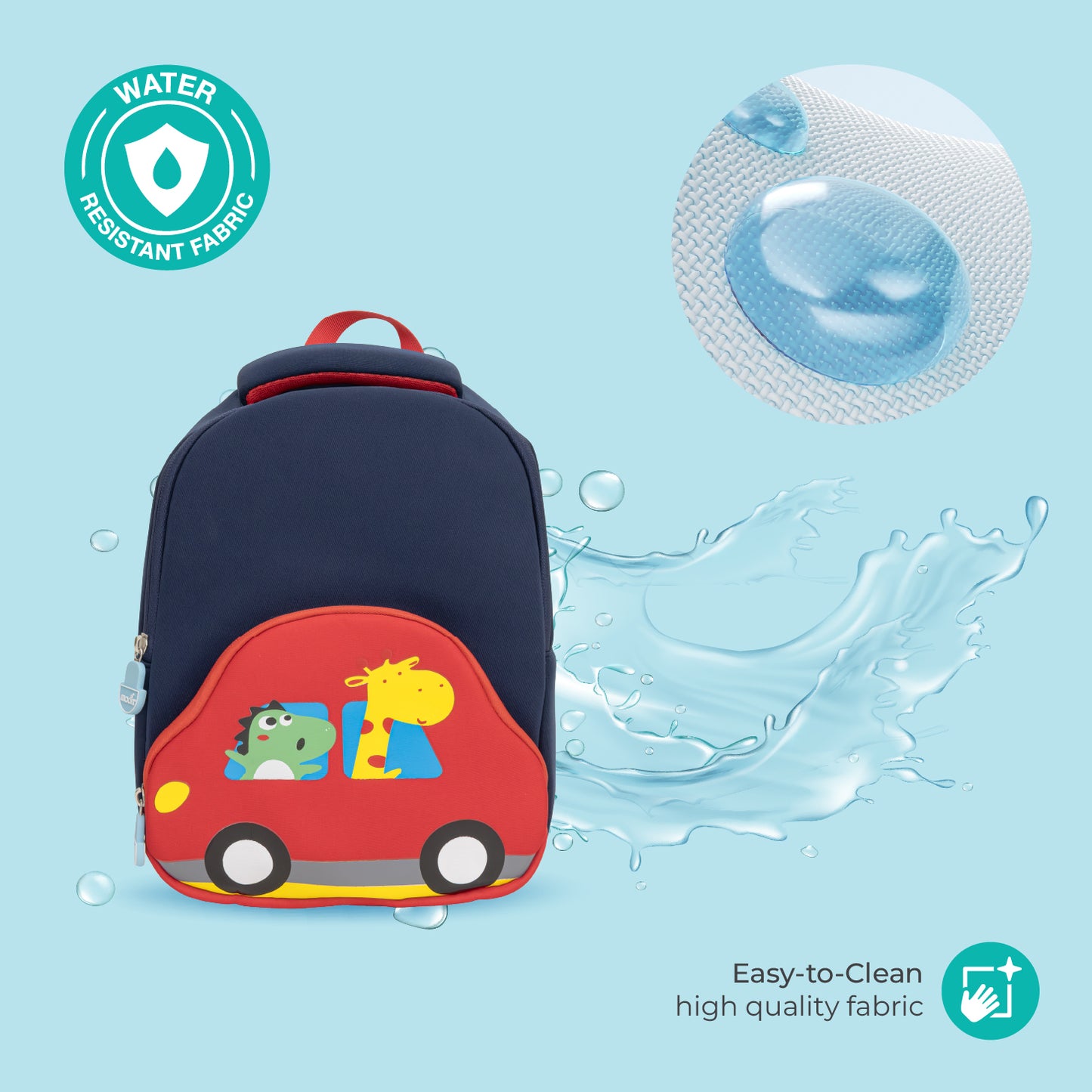 MOON Kids Backpack – Comfy 3D Design,Padded Straps, Waterproof-Perfect for Preschool, Nursery, Snacks & Lunchbox-Car/Blue