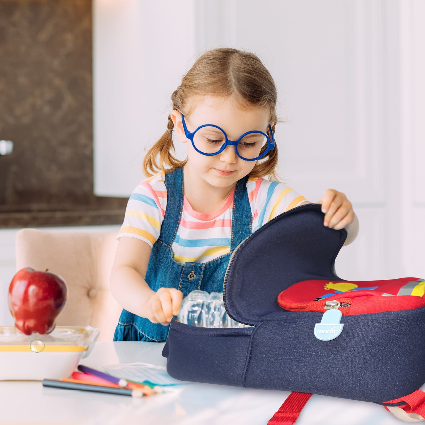MOON Kids Backpack – Comfy 3D Design,Padded Straps, Waterproof-Perfect for Preschool, Nursery, Snacks & Lunchbox-Car/Blue