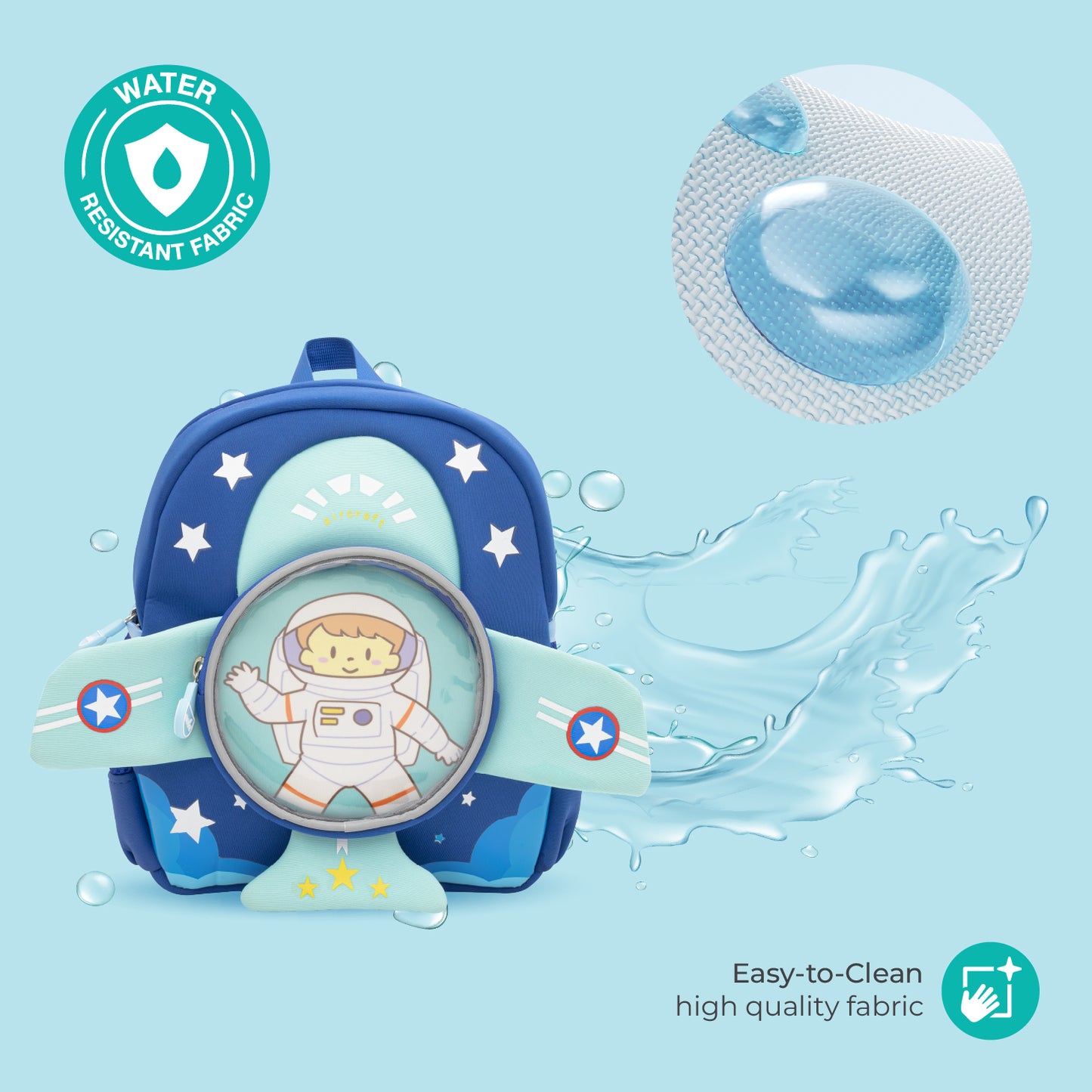 MOON Kids Backpack – Comfy 3D Design,Padded Straps, Waterproof-Perfect for Preschool, Nursery, Snacks & Lunchbox-Astronaut