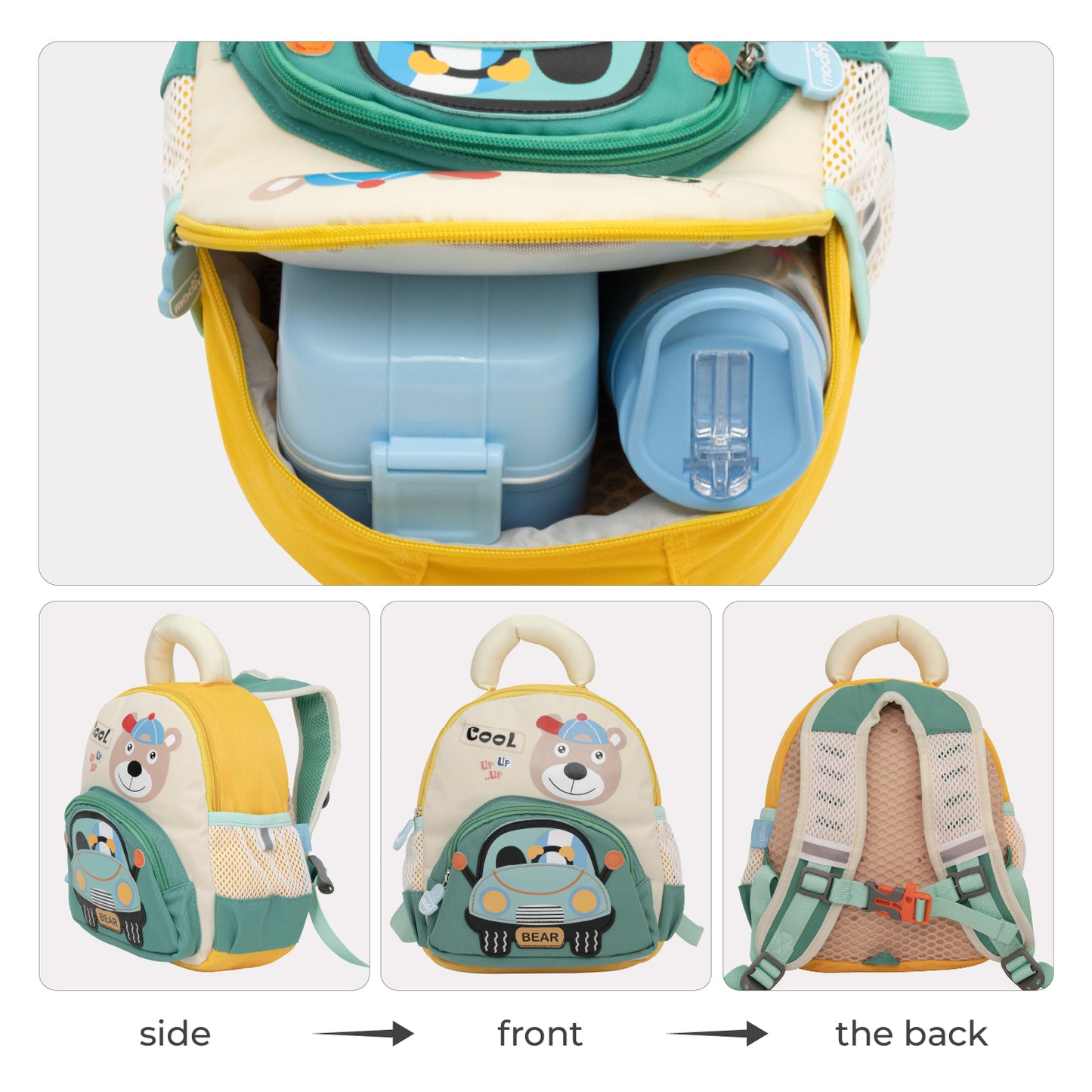 MOON Kids Backpack – Comfy 3D Design,Padded Straps, Waterproof-Perfect for Preschool, Nursery, Snacks & Lunchbox-Bear