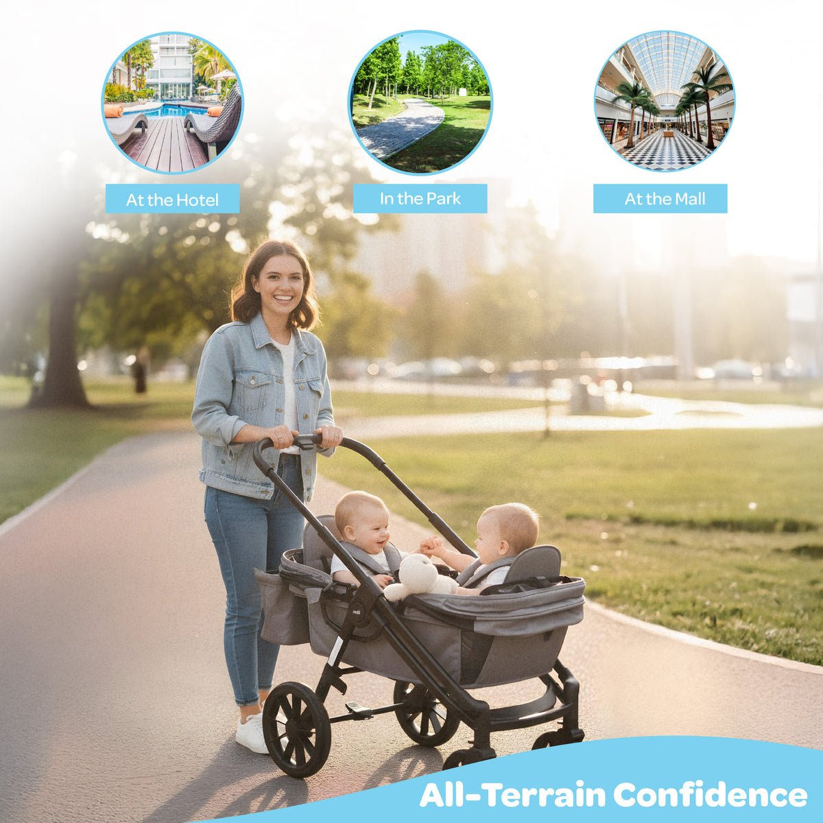 The Moon Brand Kube Wagon Stroller for Kids & Toddlers, Push & Pull Convertible Wagon All-Terrain Wheels, UPF 50+ Canopy, BPA-Free Snack Tray, Compact Fold, Storage, 6M–4Y, 24kgs/Seat-Black - The Moon Brand™