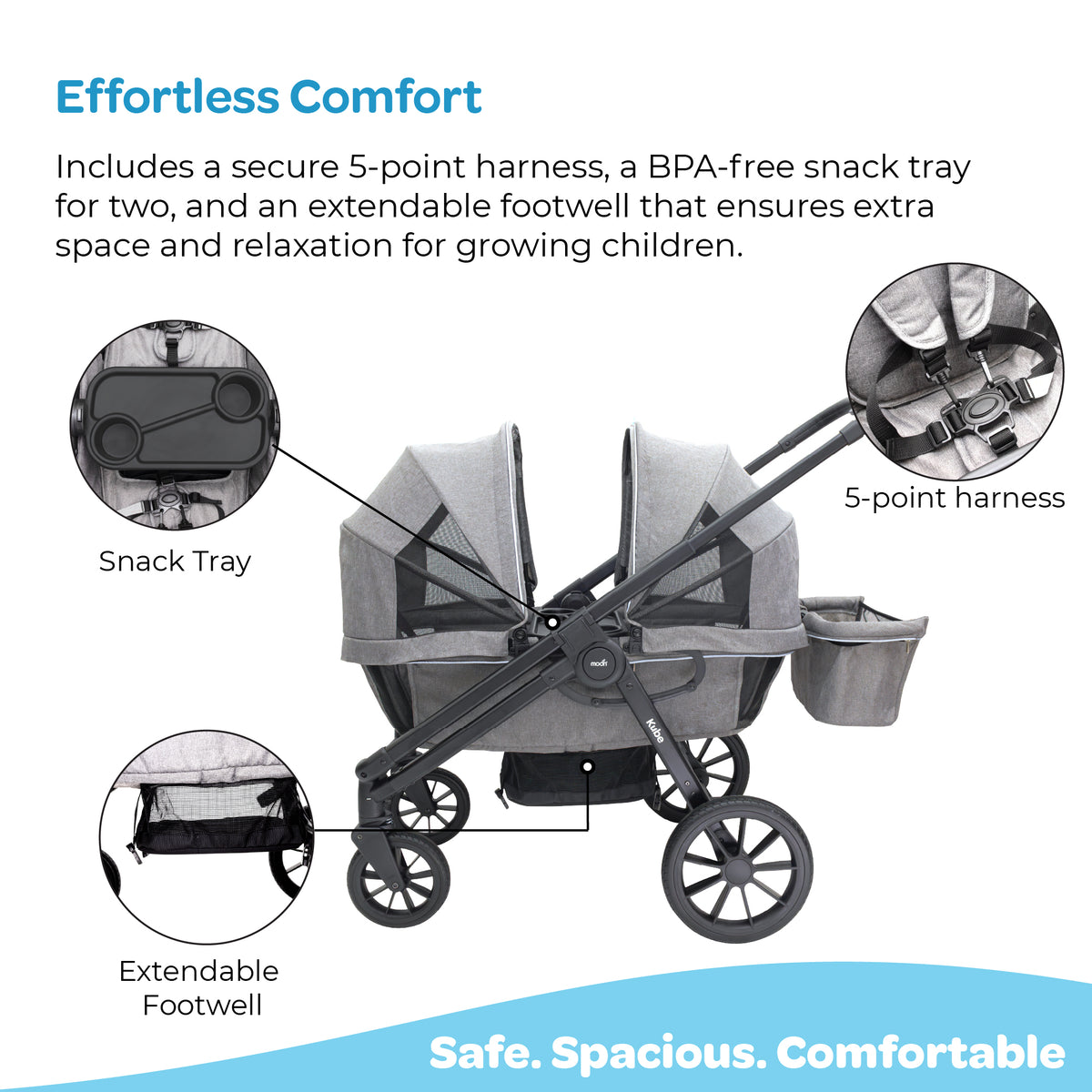 The Moon Brand Kube Wagon Stroller for Kids & Toddlers, Push & Pull Convertible Wagon All-Terrain Wheels, UPF 50+ Canopy, BPA-Free Snack Tray, Compact Fold, Storage, 6M–4Y, 24kgs/Seat-Black - The Moon Brand™