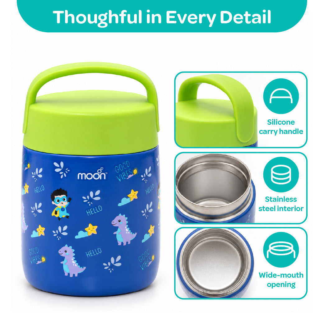 MOON 360ml Kids’ Insulated Food Jar | Stainless Steel, Blue