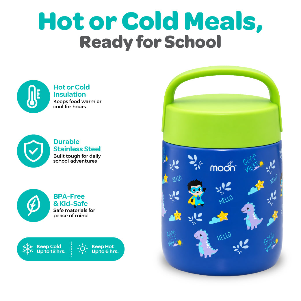 MOON 360ml Kids’ Insulated Food Jar | Stainless Steel, Blue
