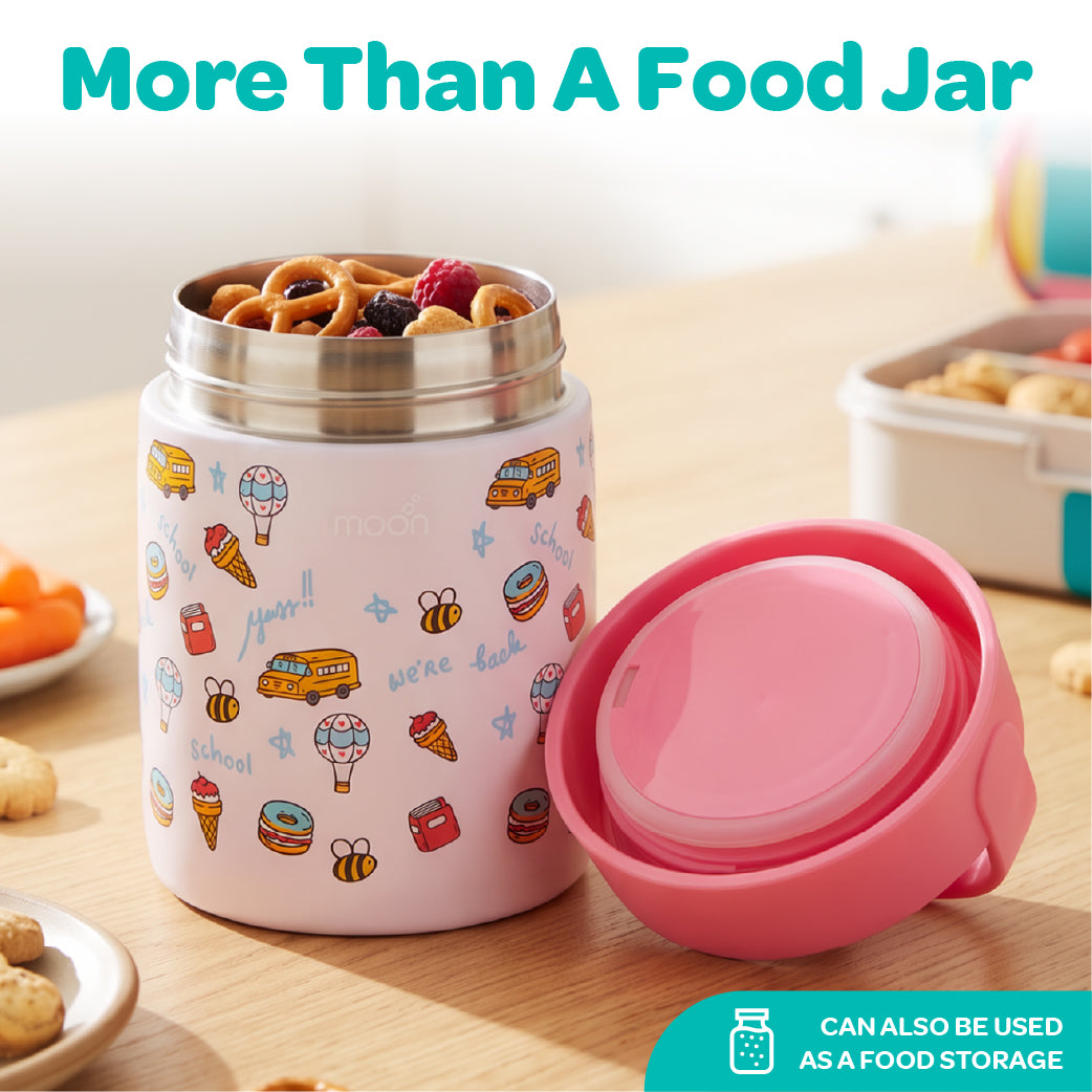 MOON 360ml Kids’ Insulated Food Jar | Stainless Steel, Pink