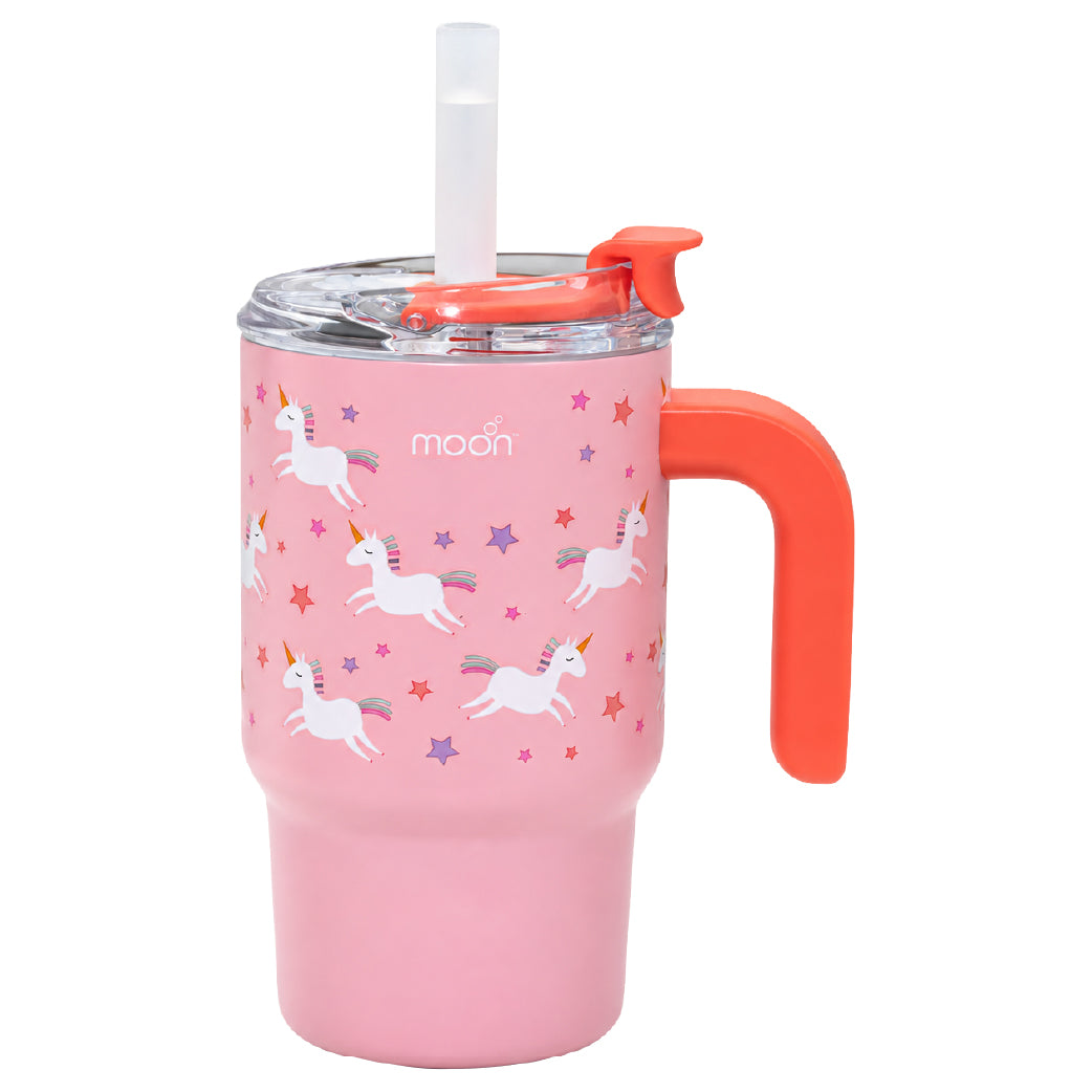MOON 410ml Kids’ Insulated Tumbler with Straw | Pink