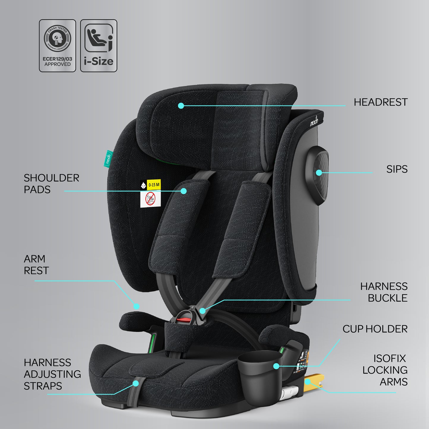 MOON Folda Max ECE R129 i-Size Foldable Car Seat with ISOFIX & Top Tether
