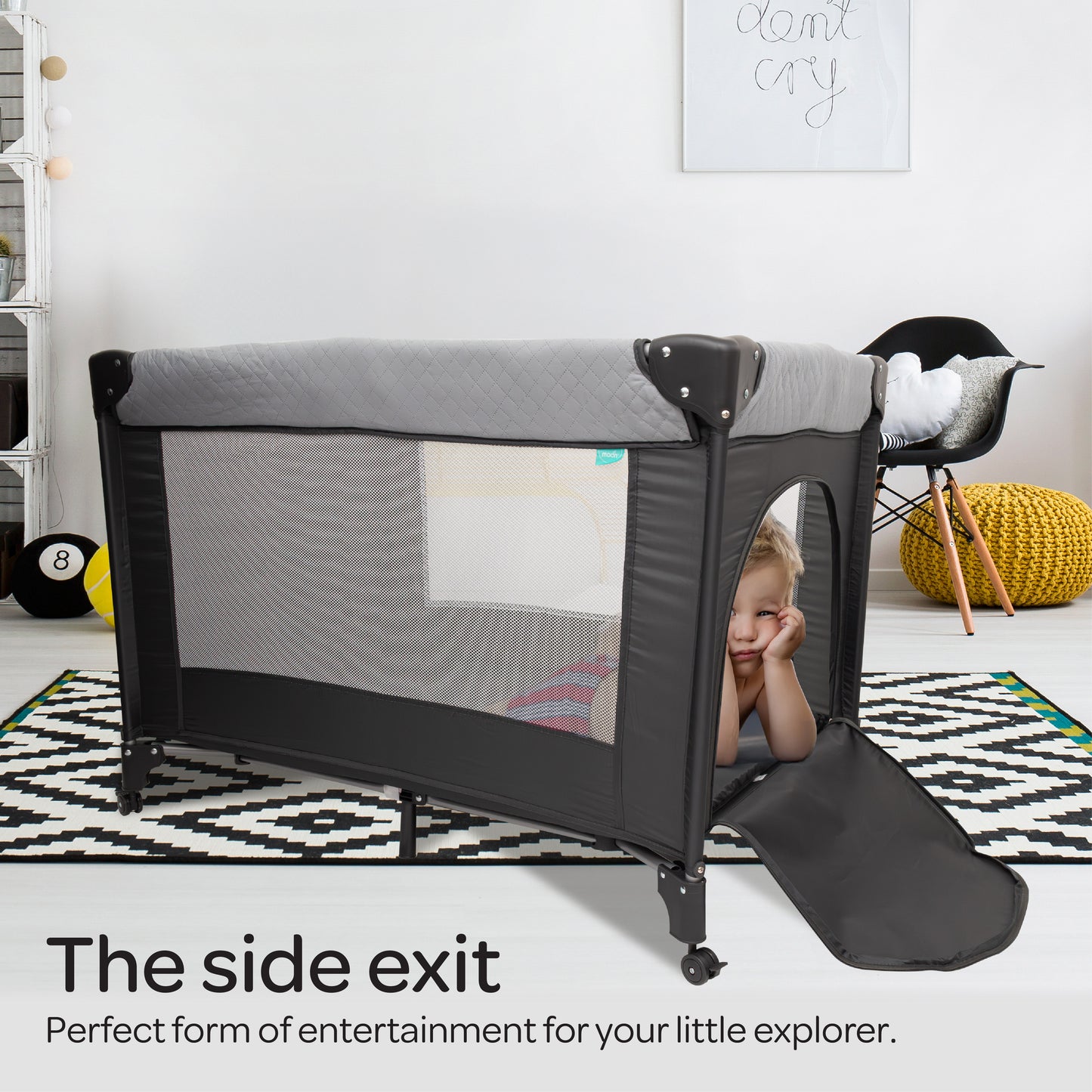 MOON Kidora Easy-Fold Playpen with Wheels, Storage & Edge Protection