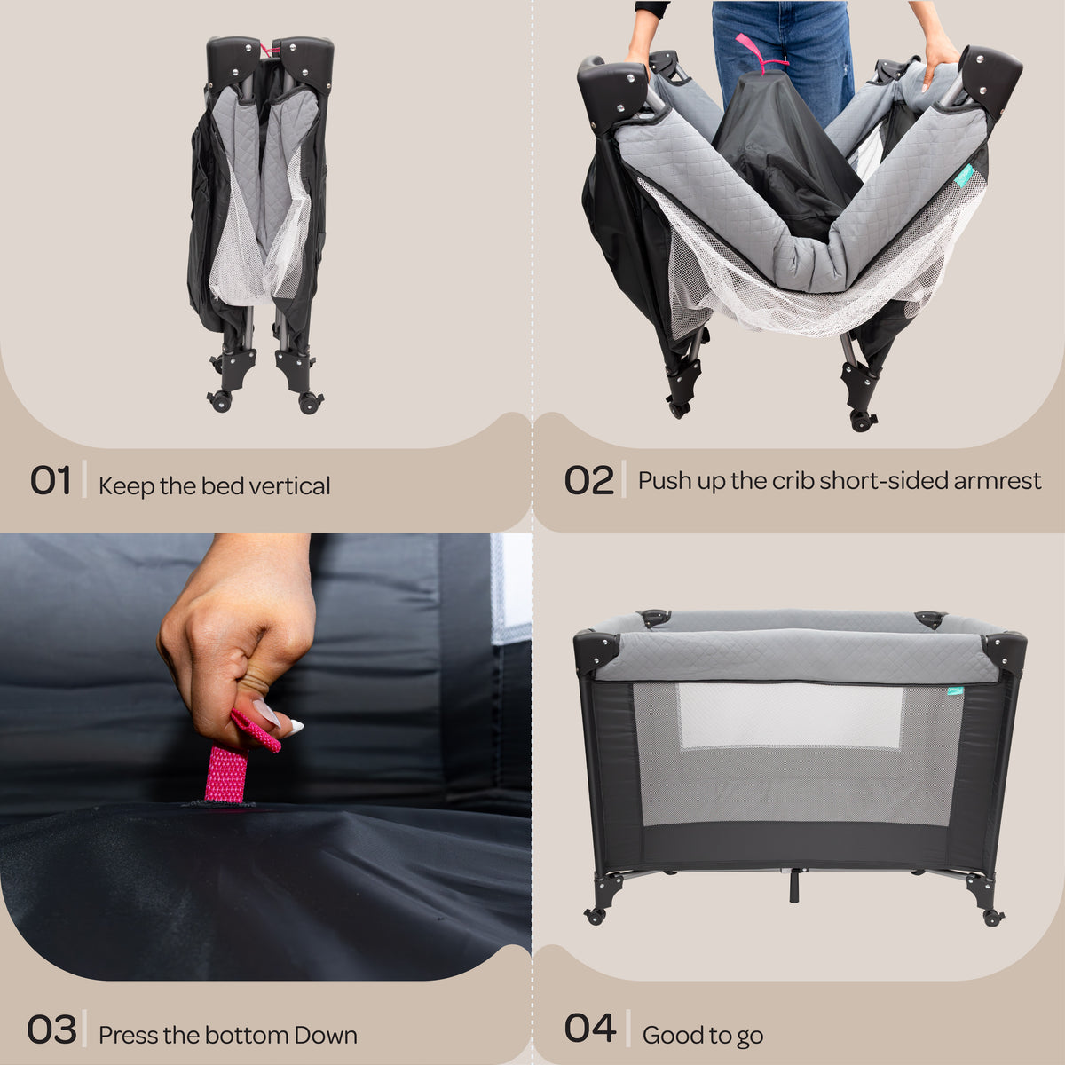MOON Kidora Easy-Fold Playpen with Wheels, Storage & Edge Protection - The Moon Brand™
