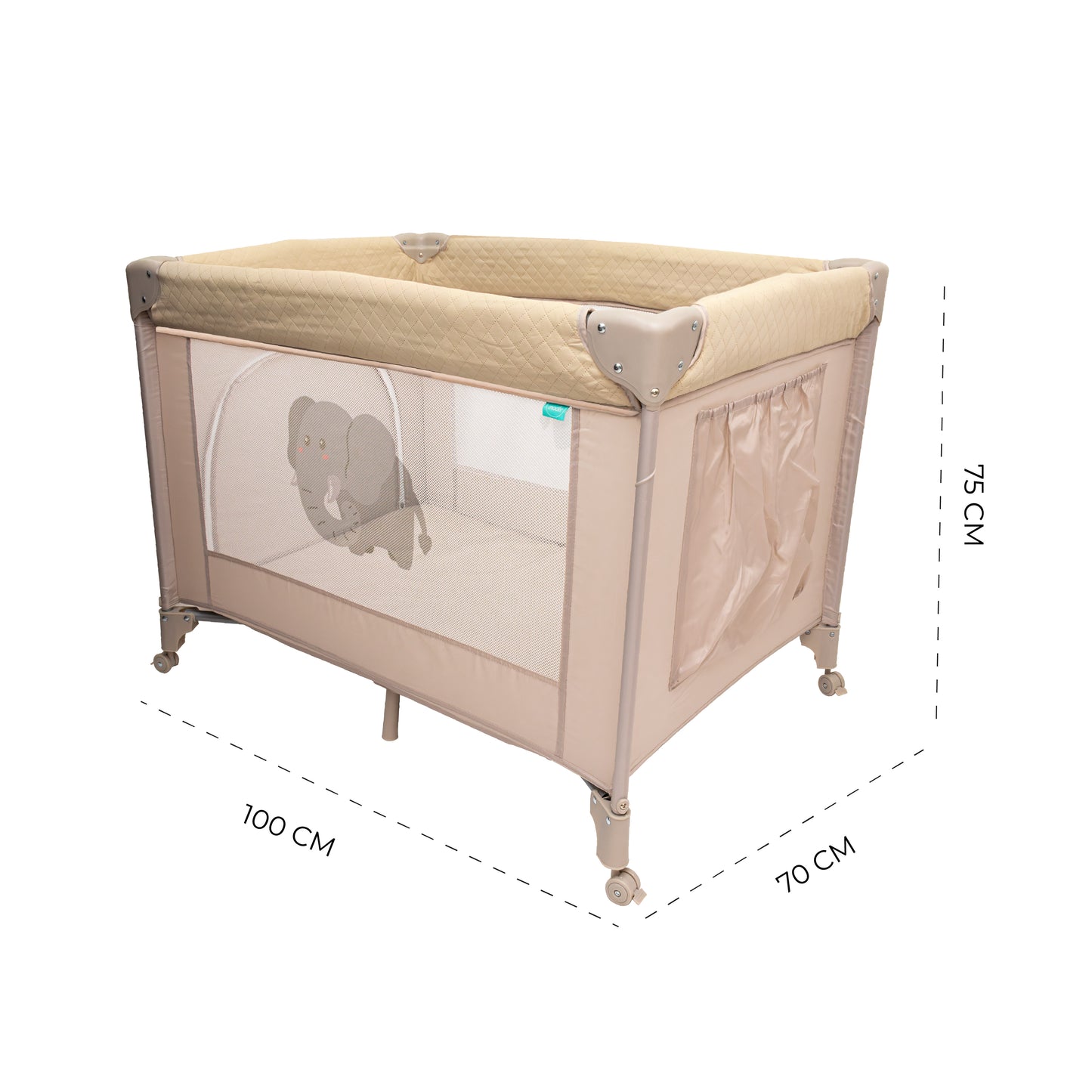 MOON Kidora Easy-Fold Playpen with Wheels, Storage & Edge Protection