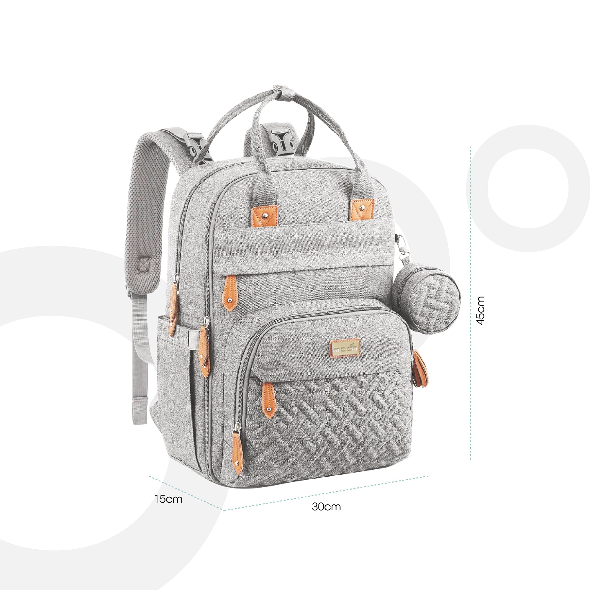 MOON KaryMe - Diaper Back Packwith pacifier case- Dark Grey - The Moon Brand™