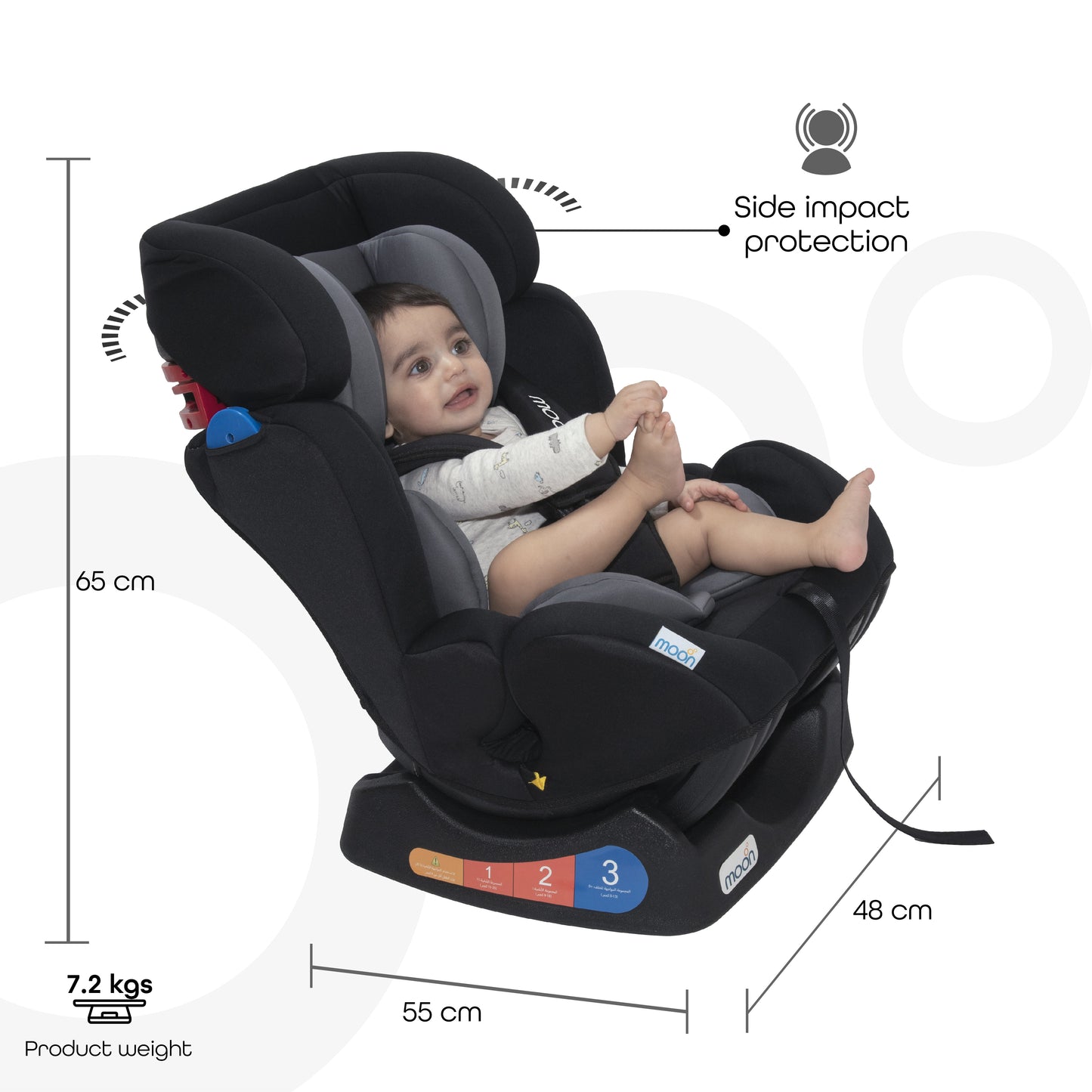 MOON Sumo Baby/Infant Car Seat – Suitable from Birth to 6 Years (Group 0/1/2, 0-25 kg)