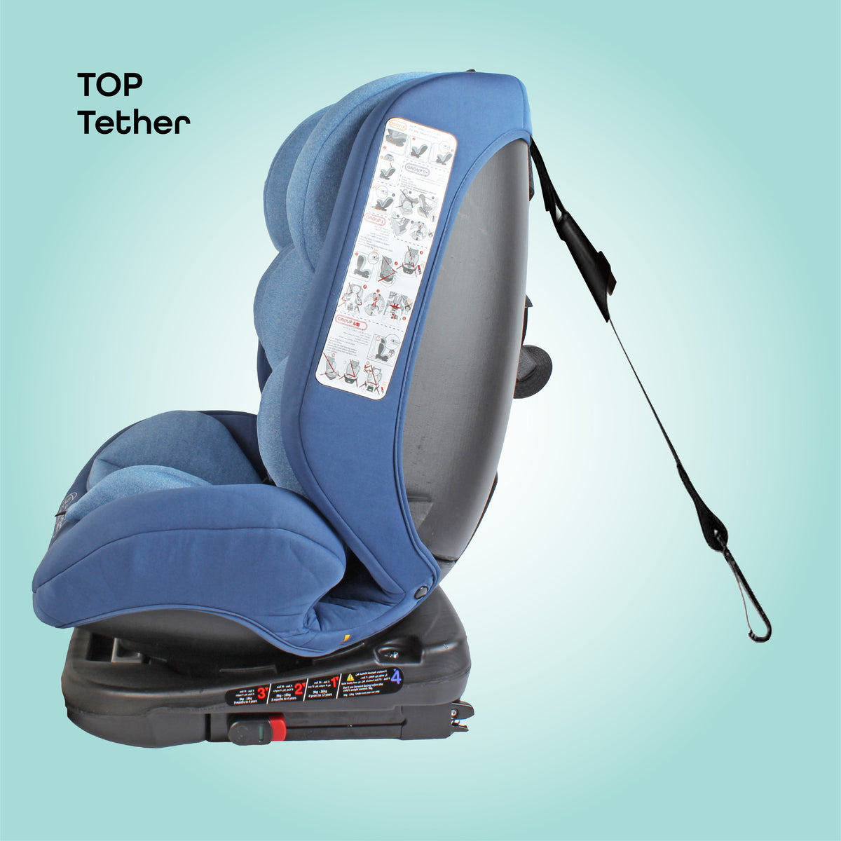 MOON Rover Baby Infant Car Seat (0-12 Years, Group 0/,1,2,3, 360° Rotate, Blue) / Deluxe Back Seat Baby Side Mirror / Baby Back Seat Organizer (Black Prismatic) - The Moon Brand™