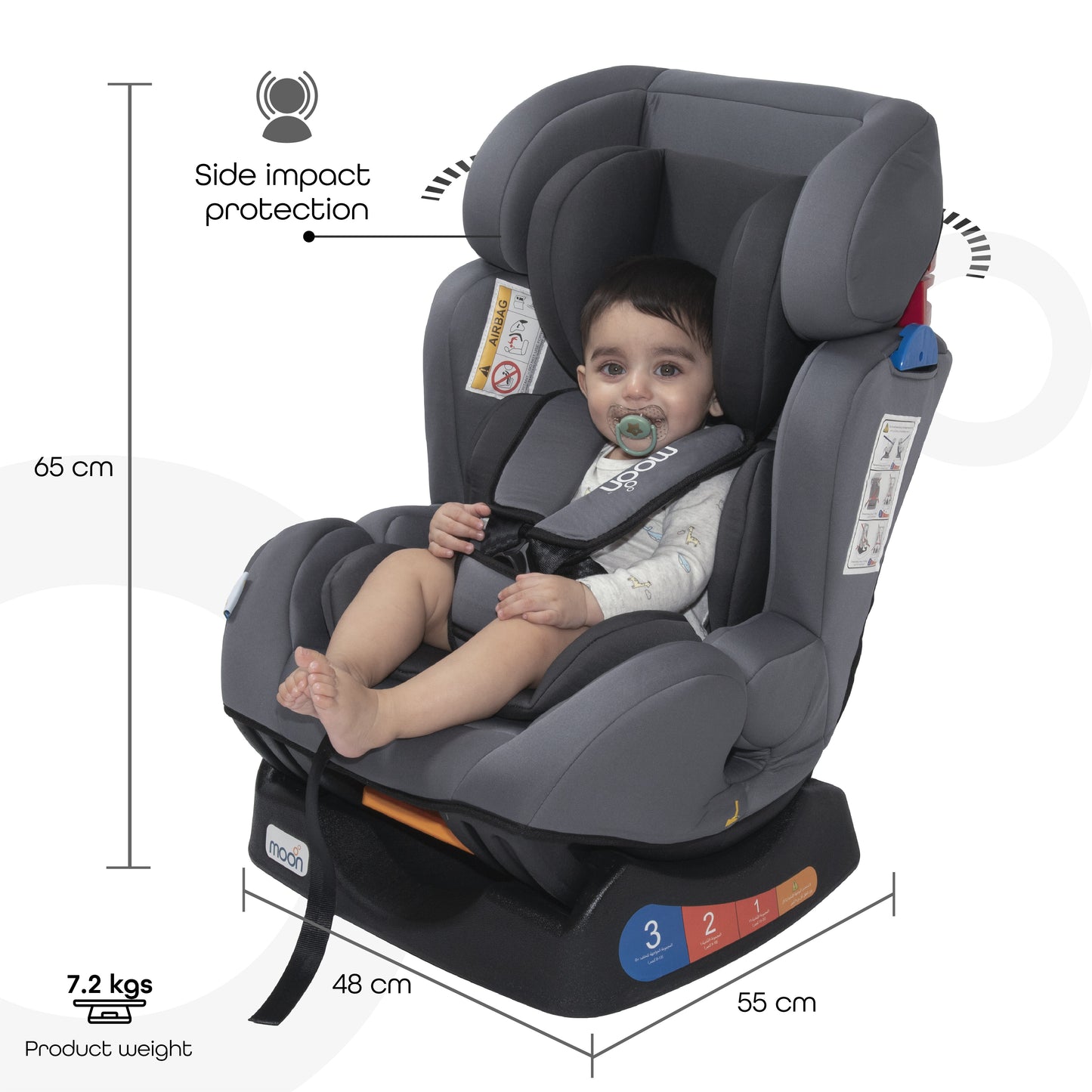 MOON Sumo Baby/Infant Car Seat – Suitable from Birth to 6 Years (Group 0/1/2, 0-25 kg)