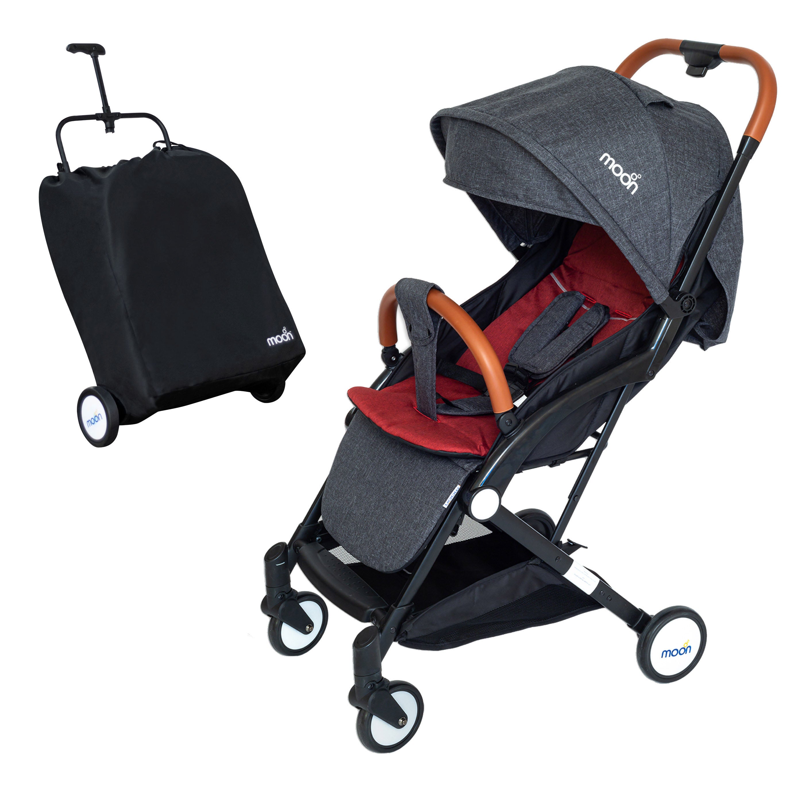 MOON Ritzi - Cabin Stroller - Black/Red Dots - The Moon Brand™