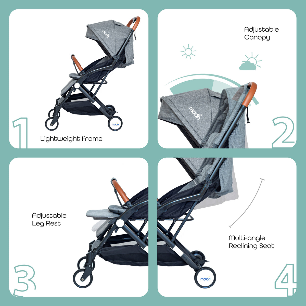 MOON Ritzi - Cabin Stroller - Grey - The Moon Brand™