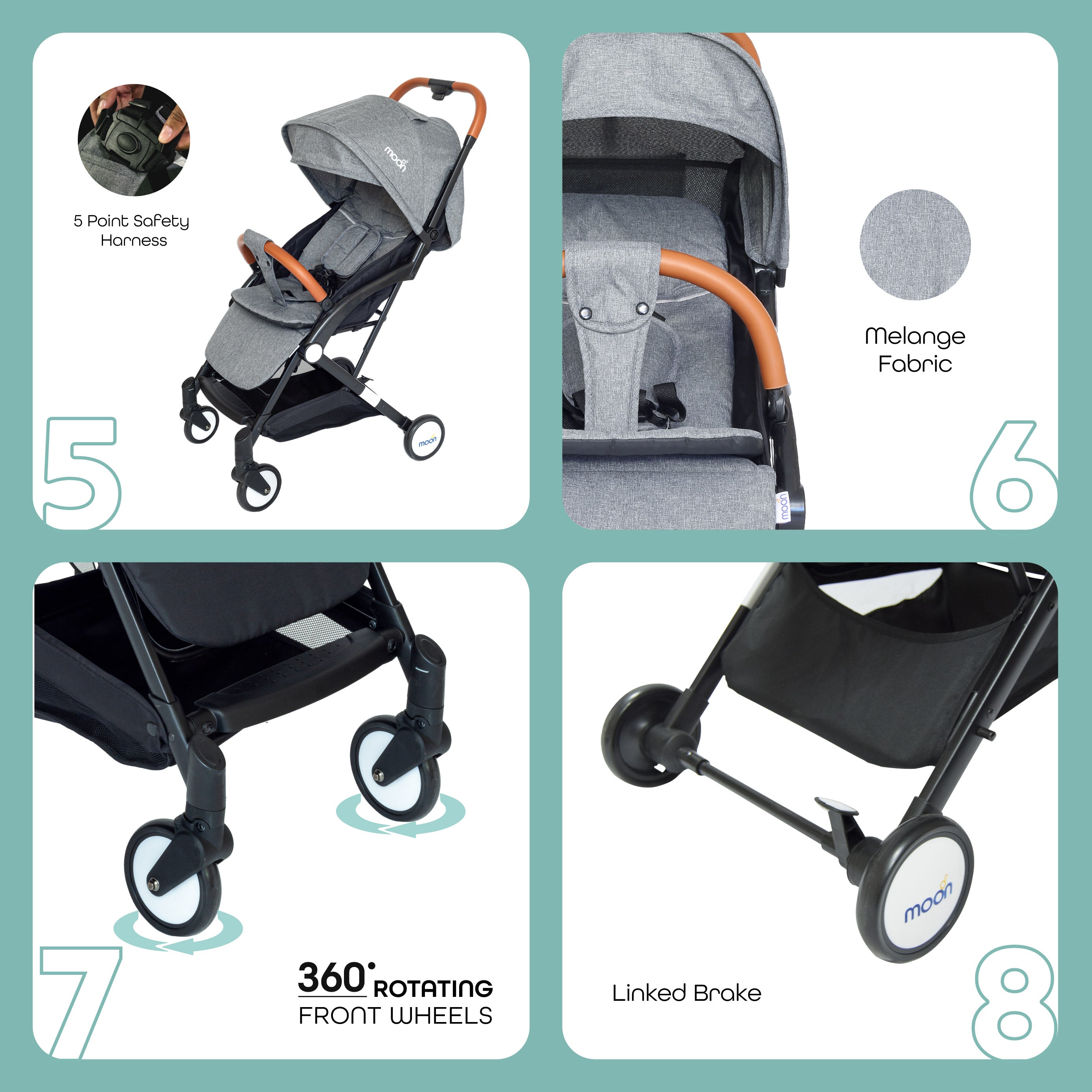 MOON Ritzi - Cabin Stroller - Grey - The Moon Brand™