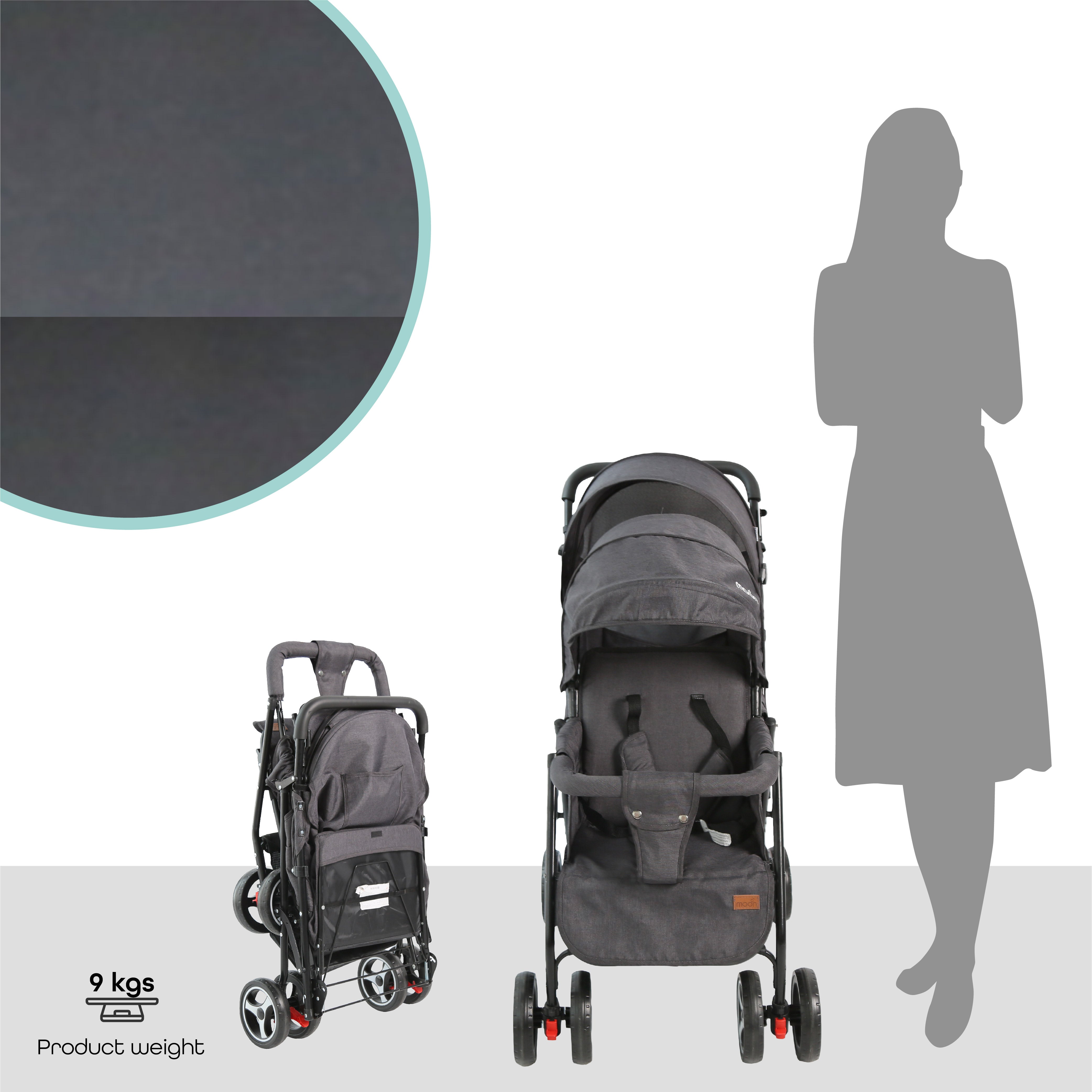 MOON Magnum Tandem Easy Fold Twin Travel Stroller-Black + Grey dots - The Moon Brand™