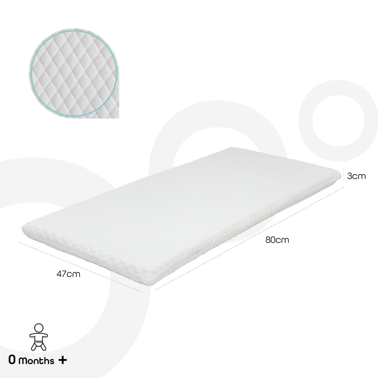 MOON Baby quilted crib mattress - 0m+, White