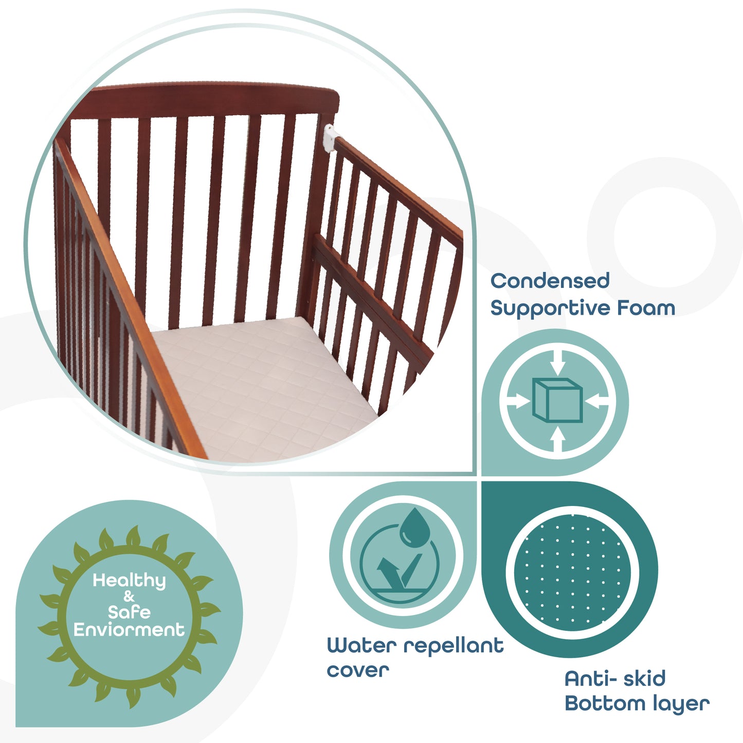MOON Two fold Travel Cot Mattress - Beige