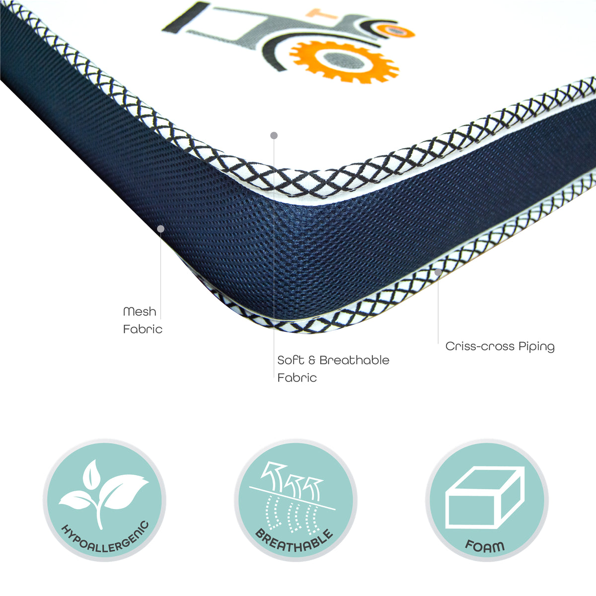 MOON Kids Cozy Mattresses - Printed-70 x 133 x 10 cm - The Moon Brand™