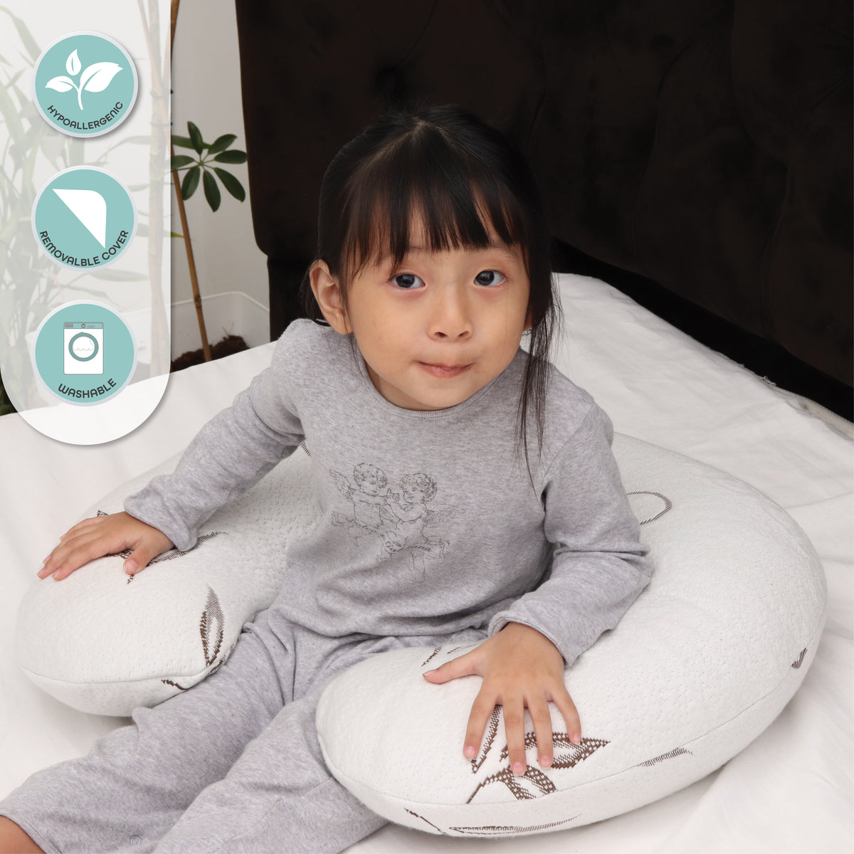 MOON Feeding Pillow with Bamboo rayon - Grey