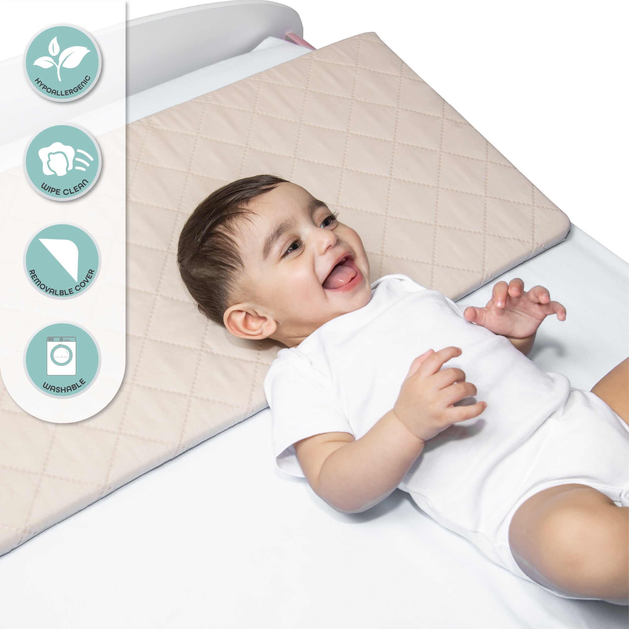MOON Universal Crib Wedge Beige – water proof fabric - The Moon Brand™