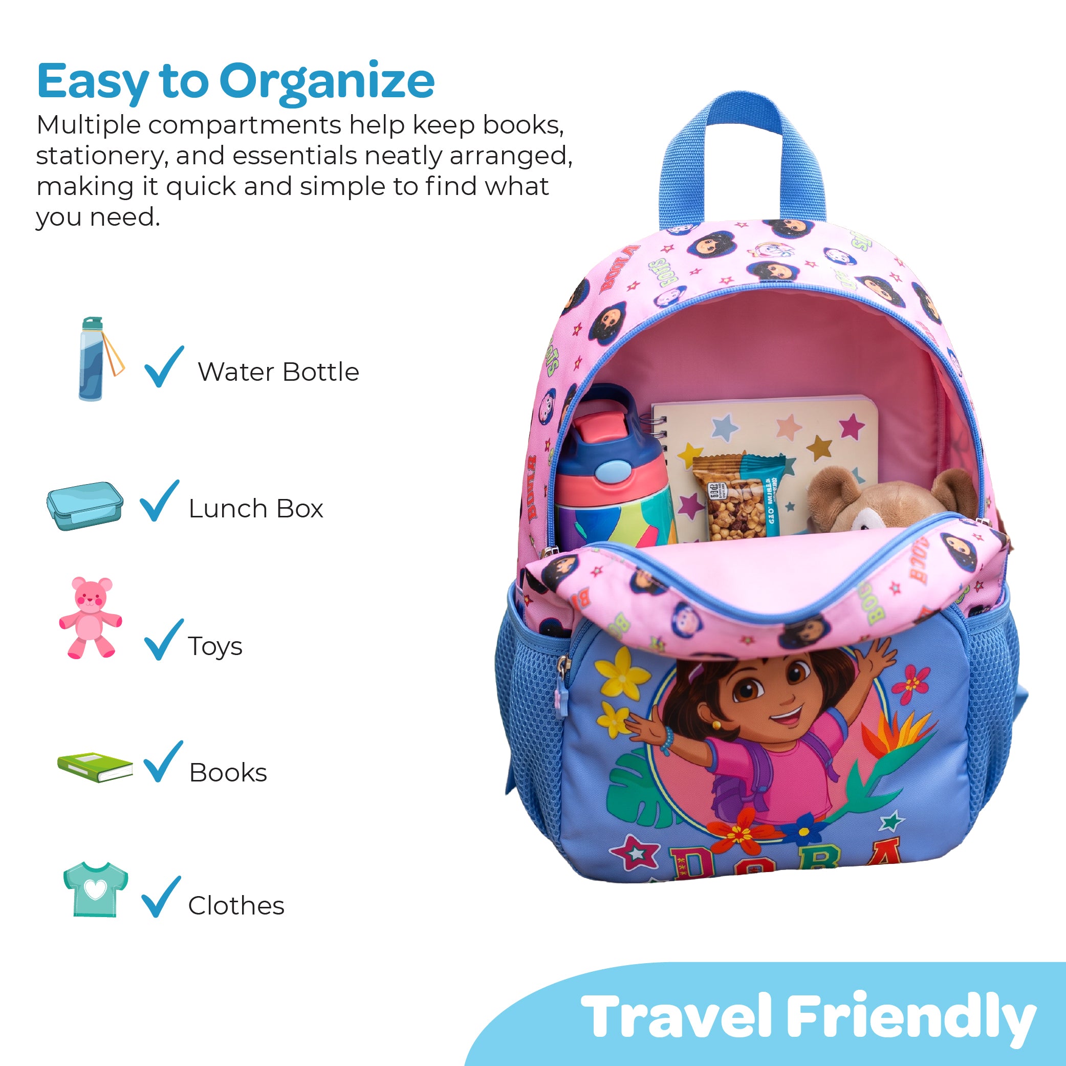 MOON Licensed Dora the Explorer 3-in-1 Kids Backpack Set